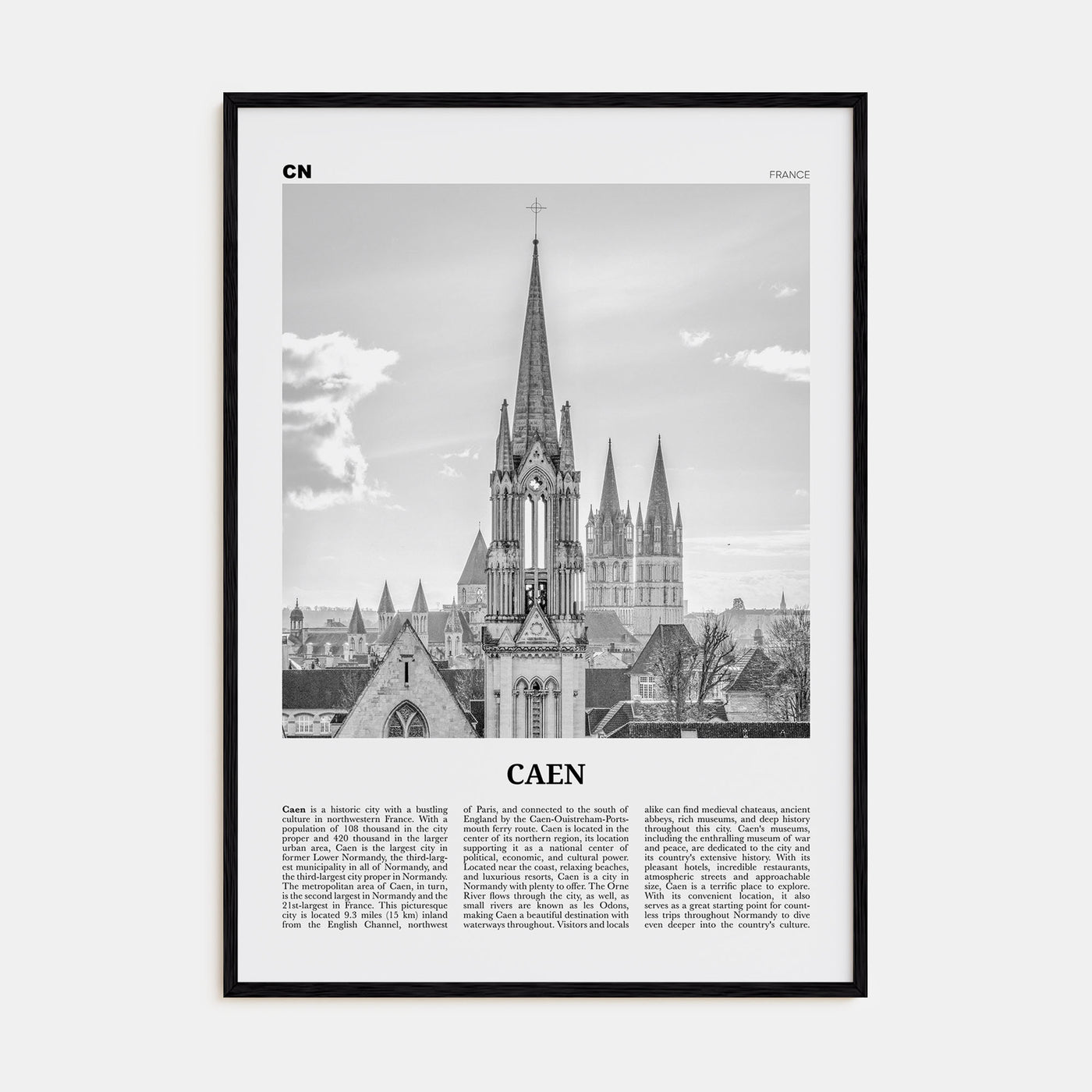 Caen Travel B&W No 2 Poster
