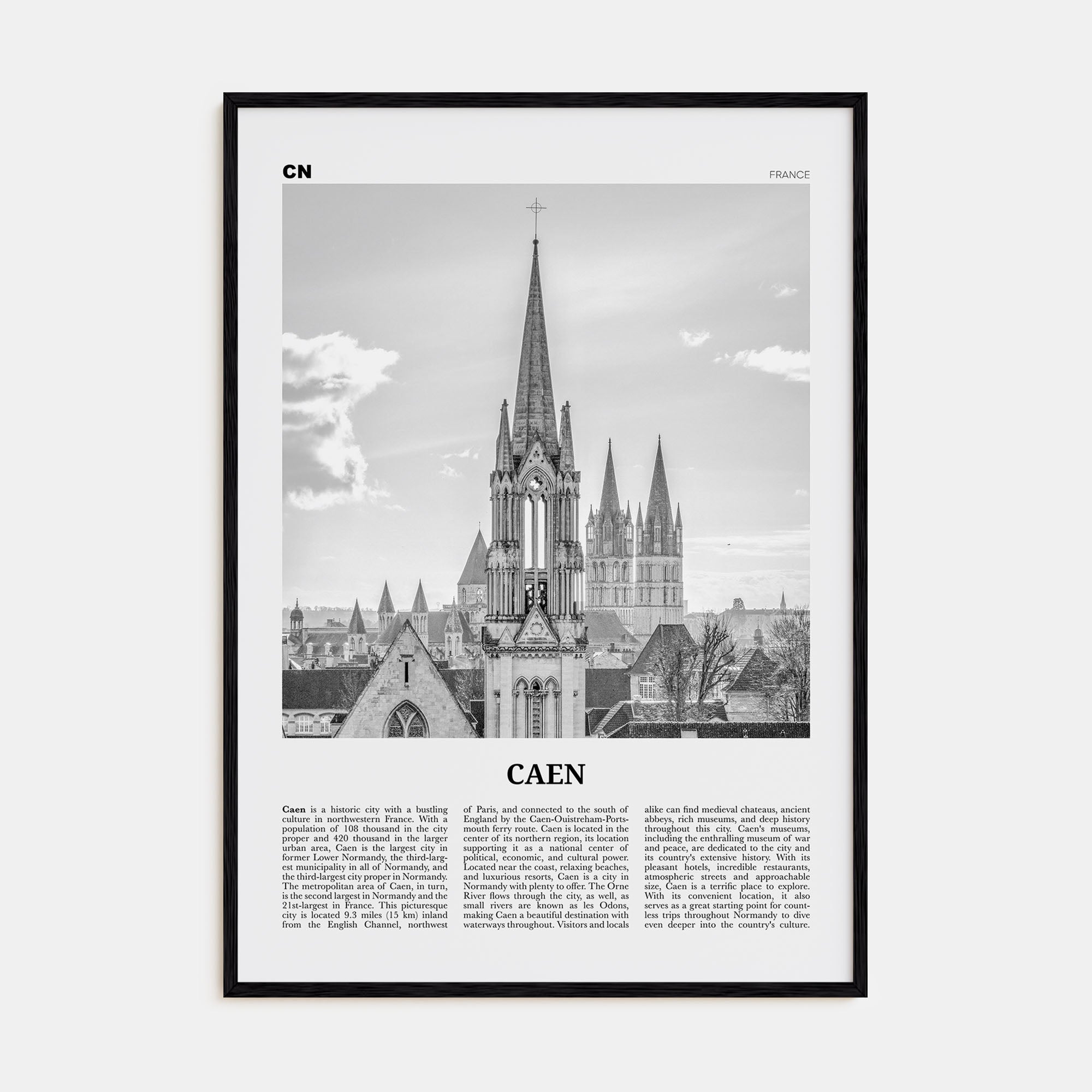 Caen Travel B&W No 2 Poster