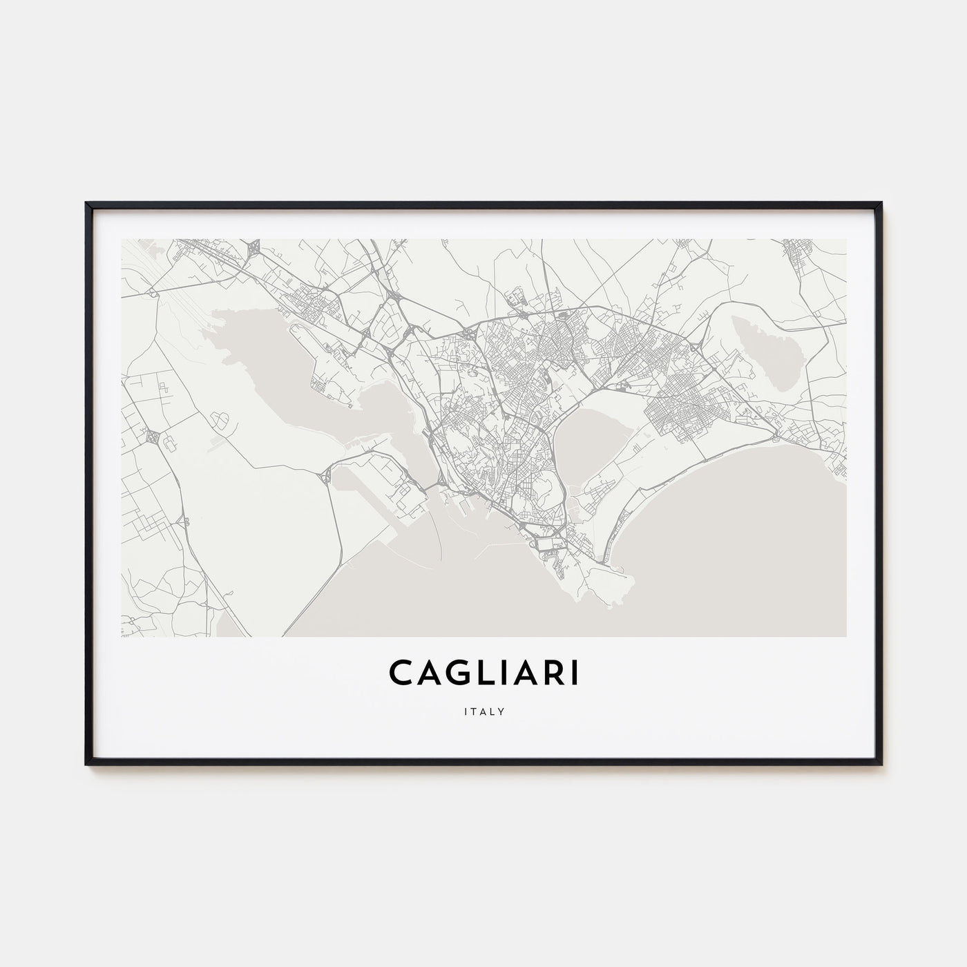 Cagliari Map Landscape Poster