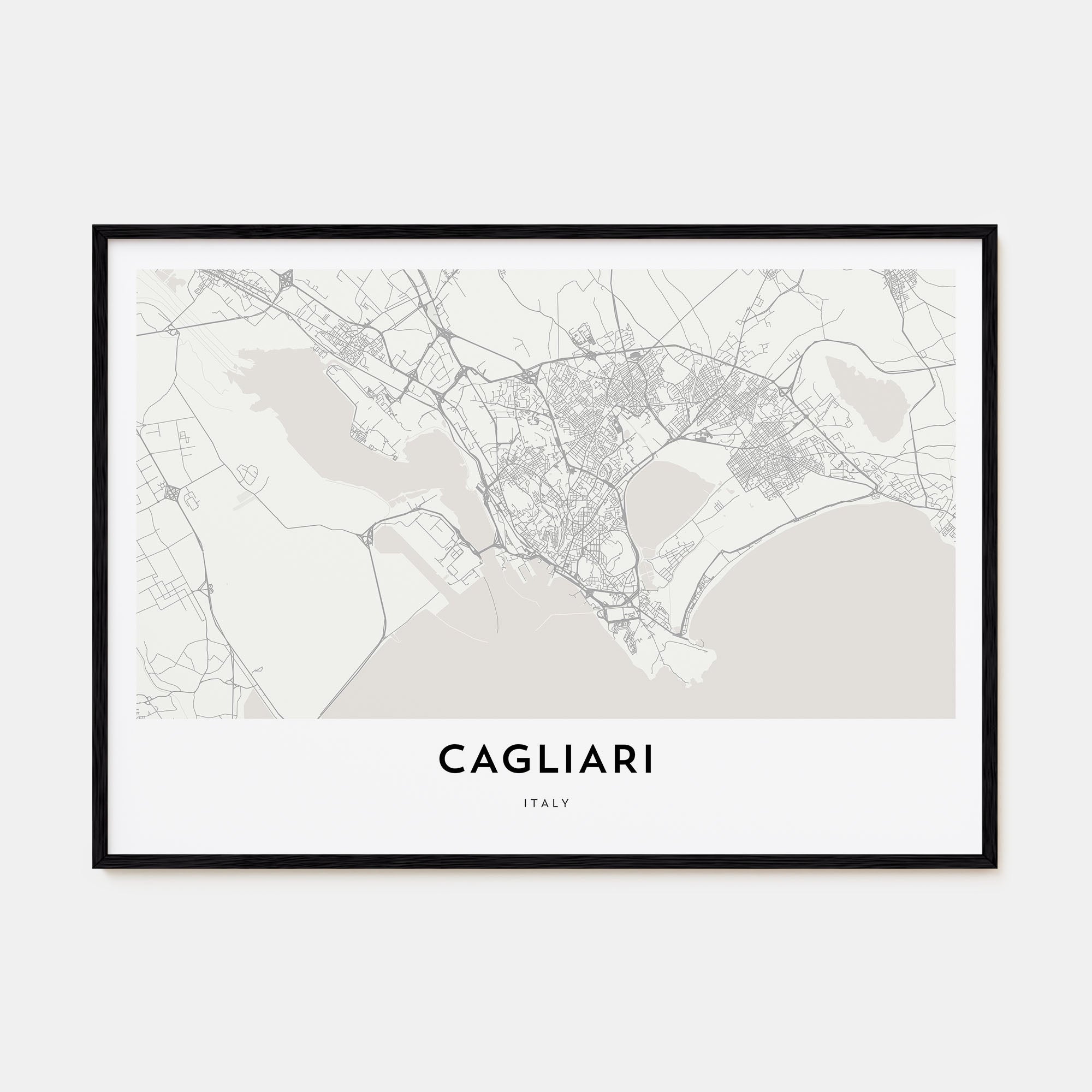 Cagliari Map Landscape Poster
