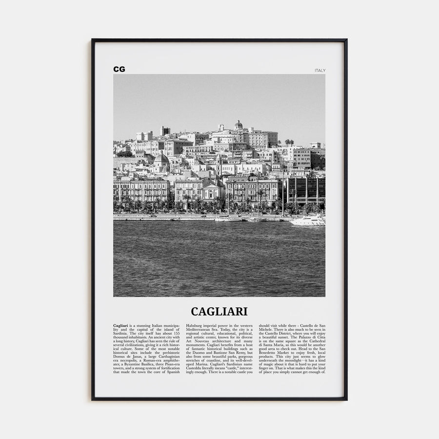 Cagliari Travel B&W No 1 Poster