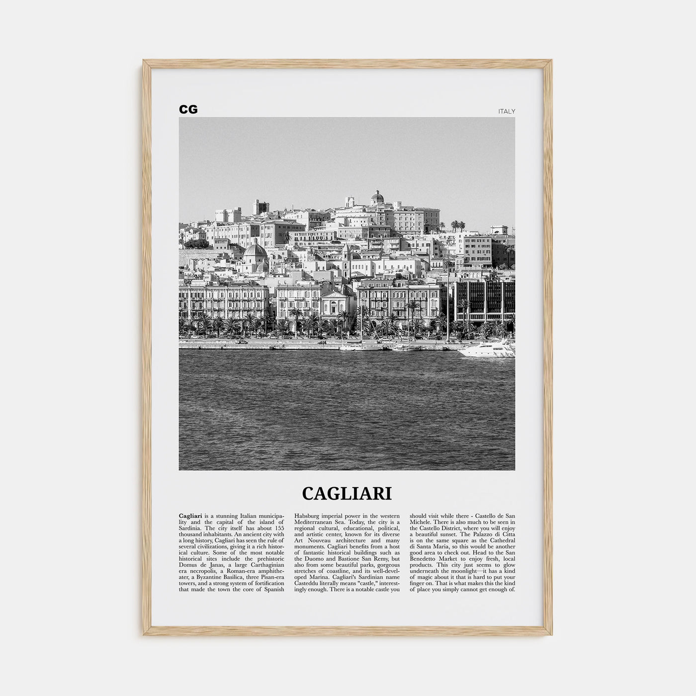 Cagliari Travel B&W No 1 Poster