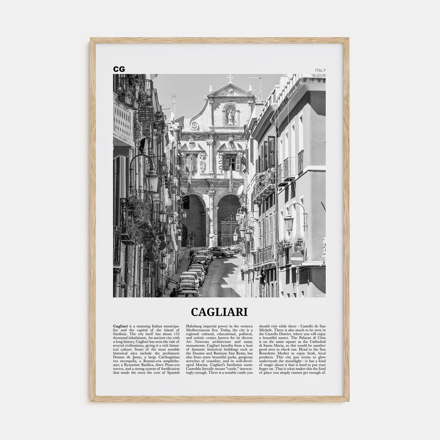 Cagliari Travel B&W No 2 Poster