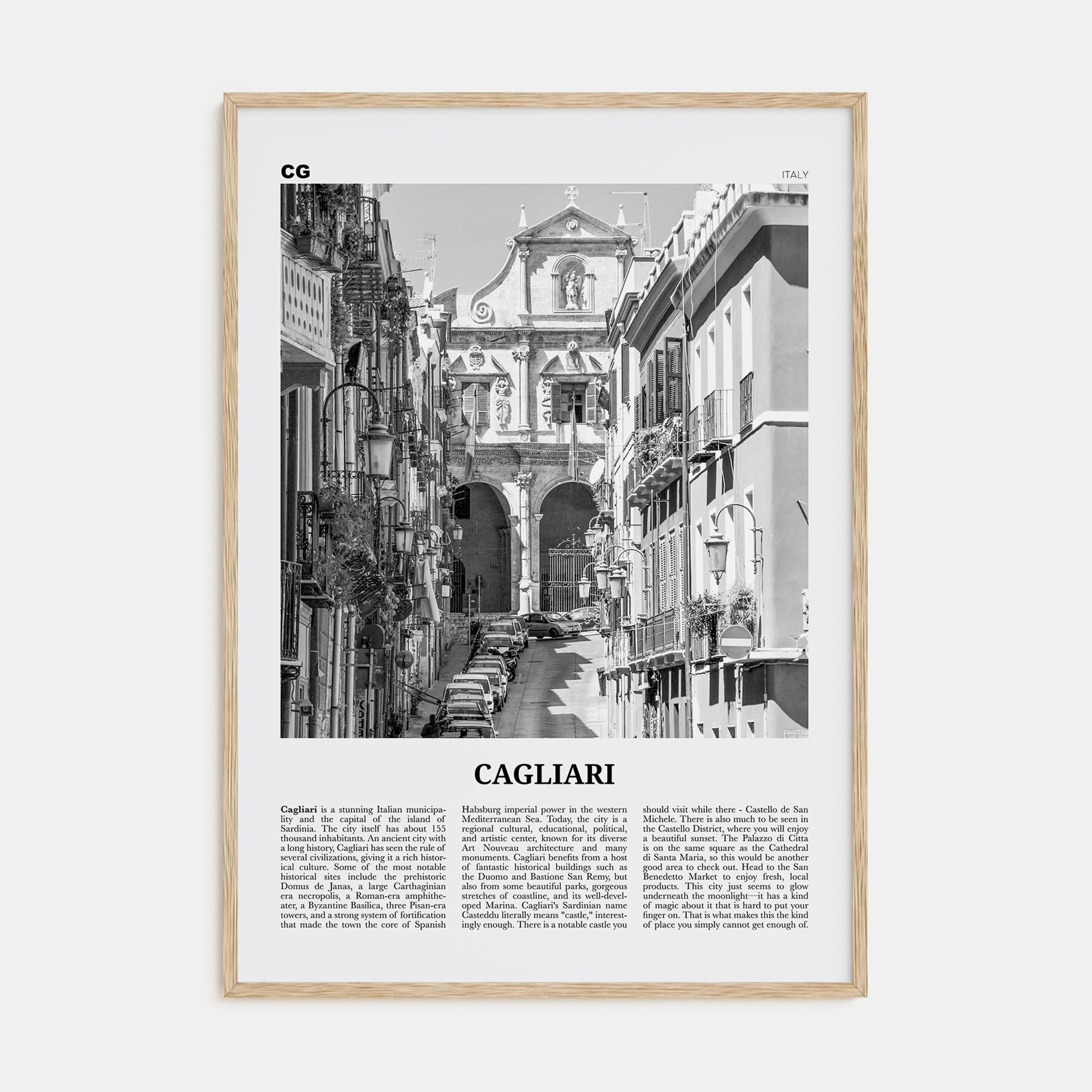 Cagliari Travel B&W No 2 Poster