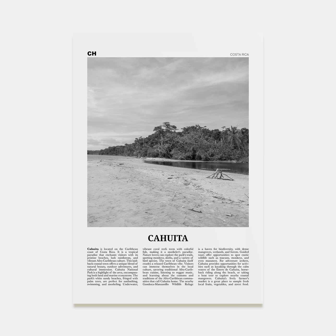 Cahuita Travel B&W Poster