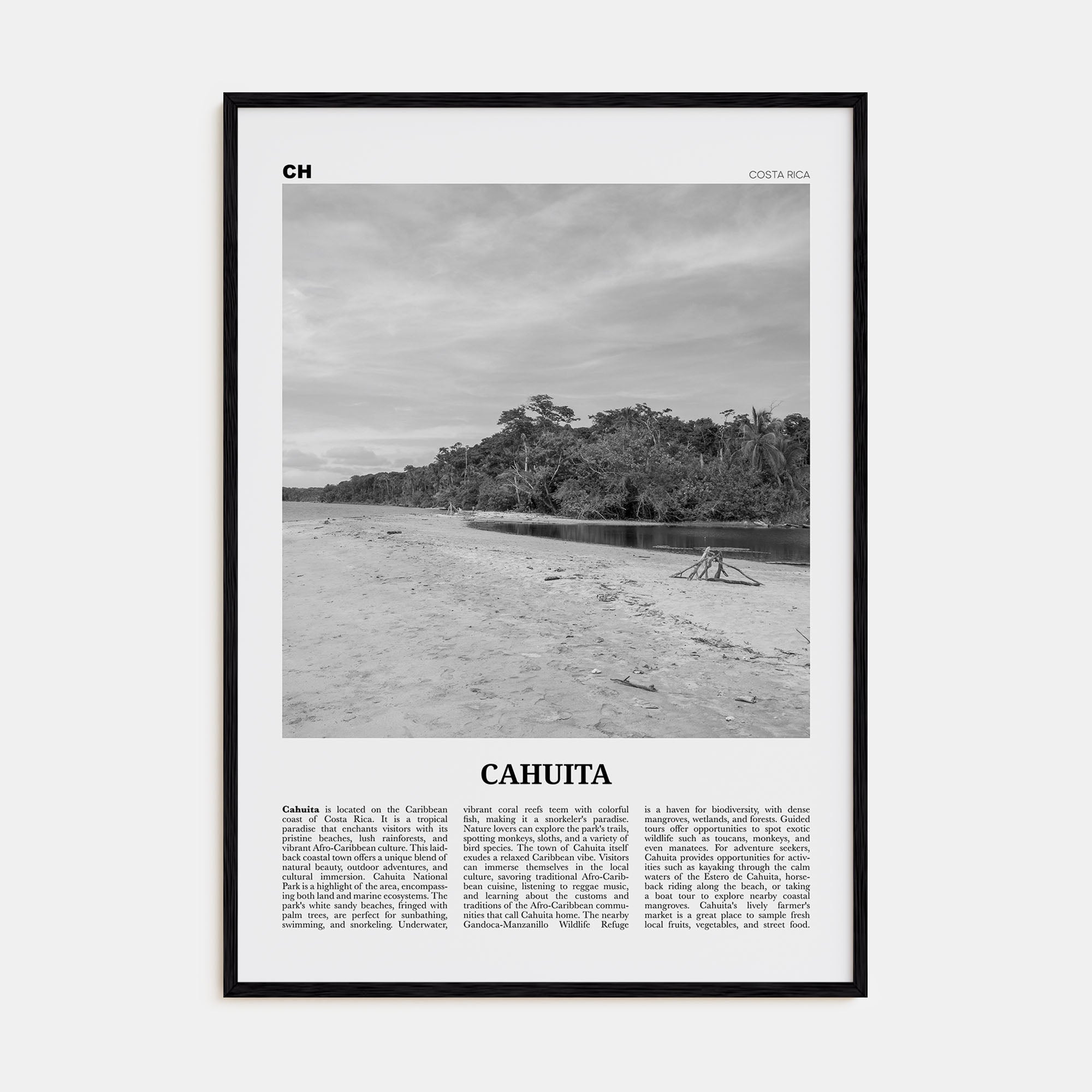Cahuita Travel B&W Poster