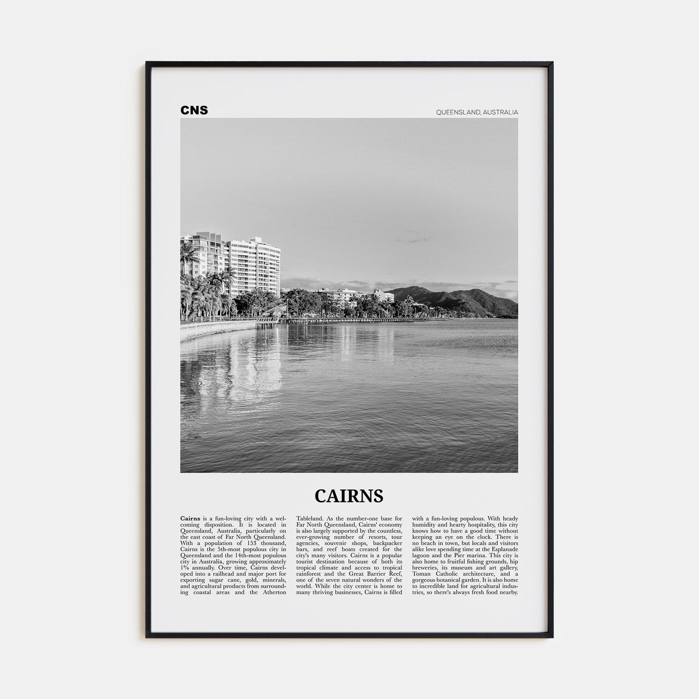 Cairns Travel B&W Poster