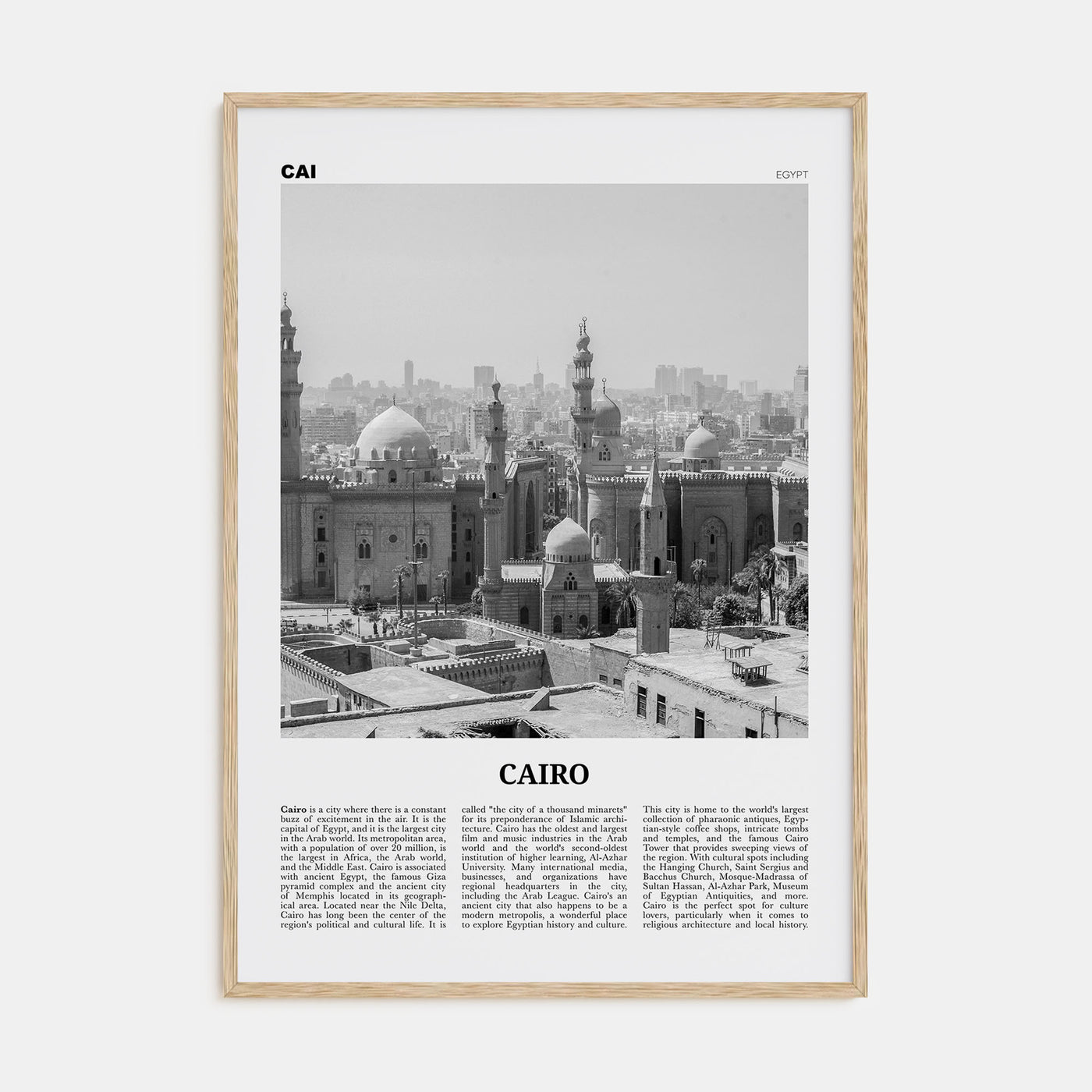 Cairo Travel B&W No 2 Poster