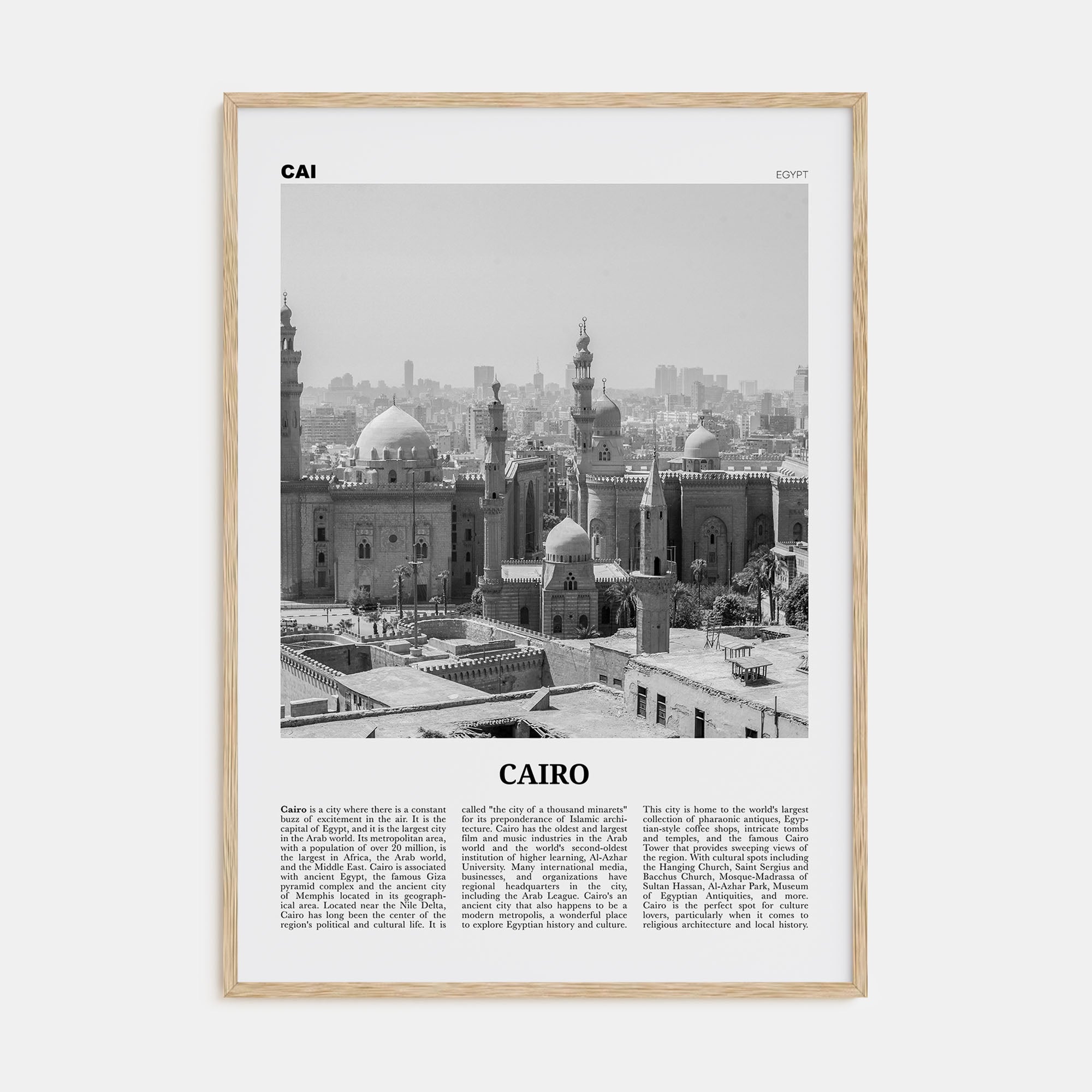 Cairo Travel B&W No 2 Poster