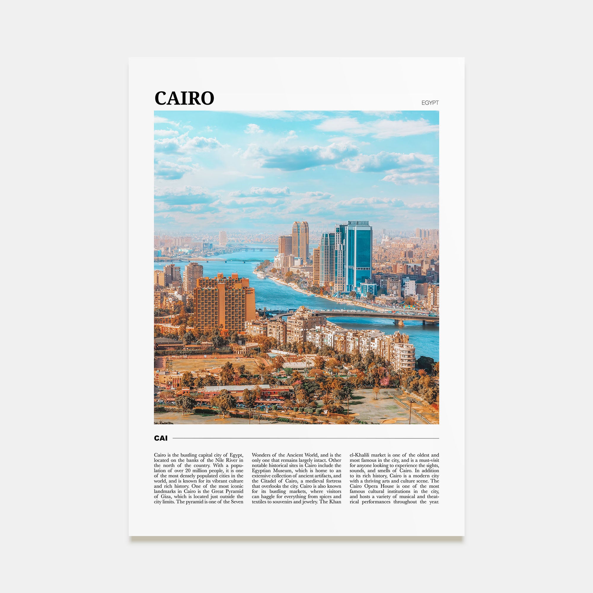 Cairo Travel Color Poster