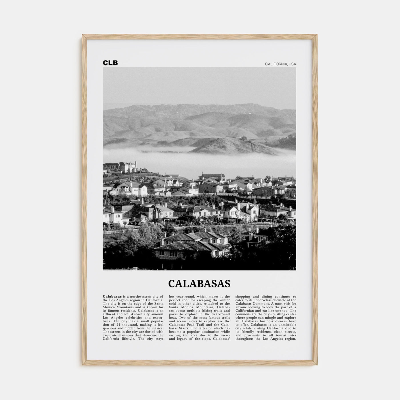 Calabasas Travel B&W Poster