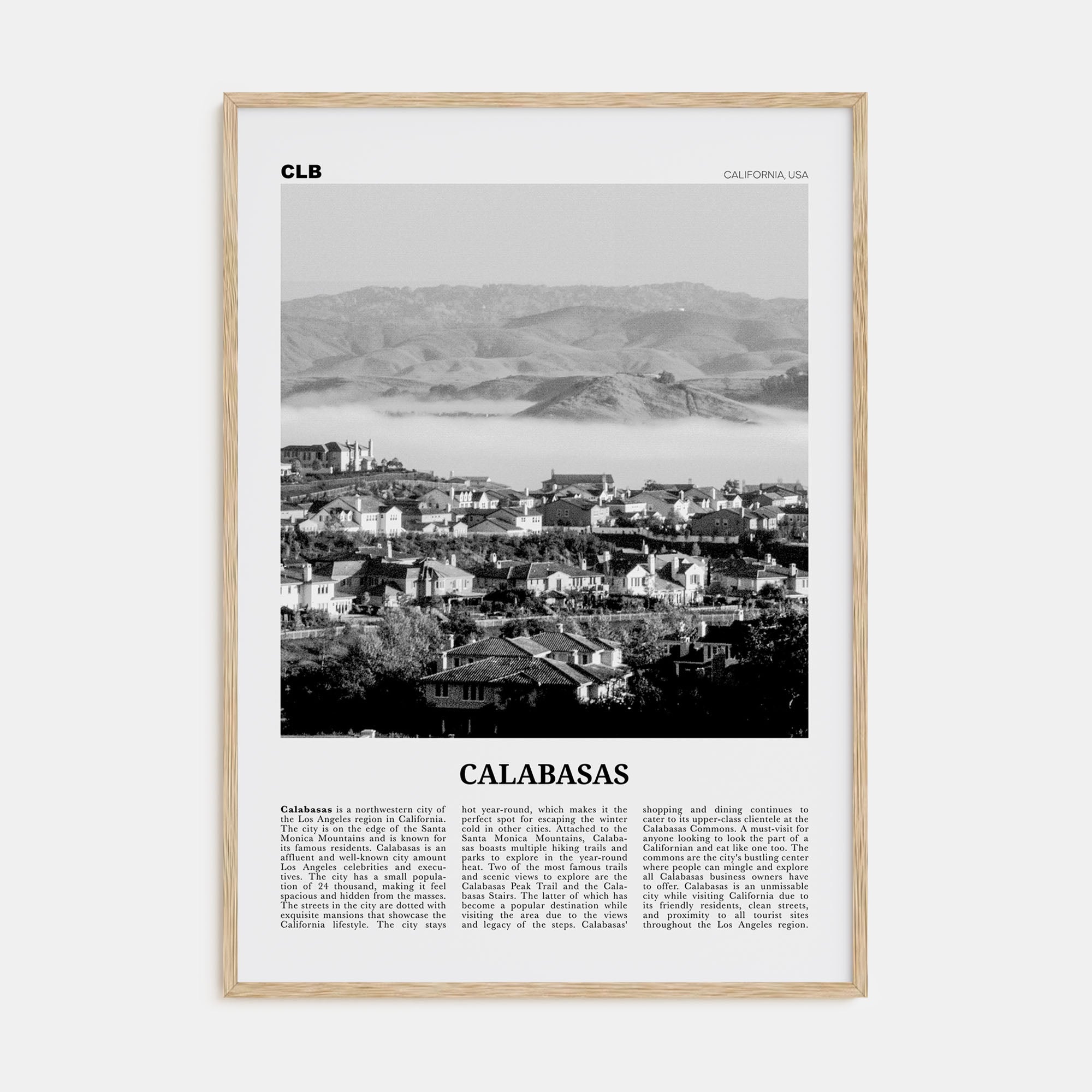 Calabasas Travel B&W Poster