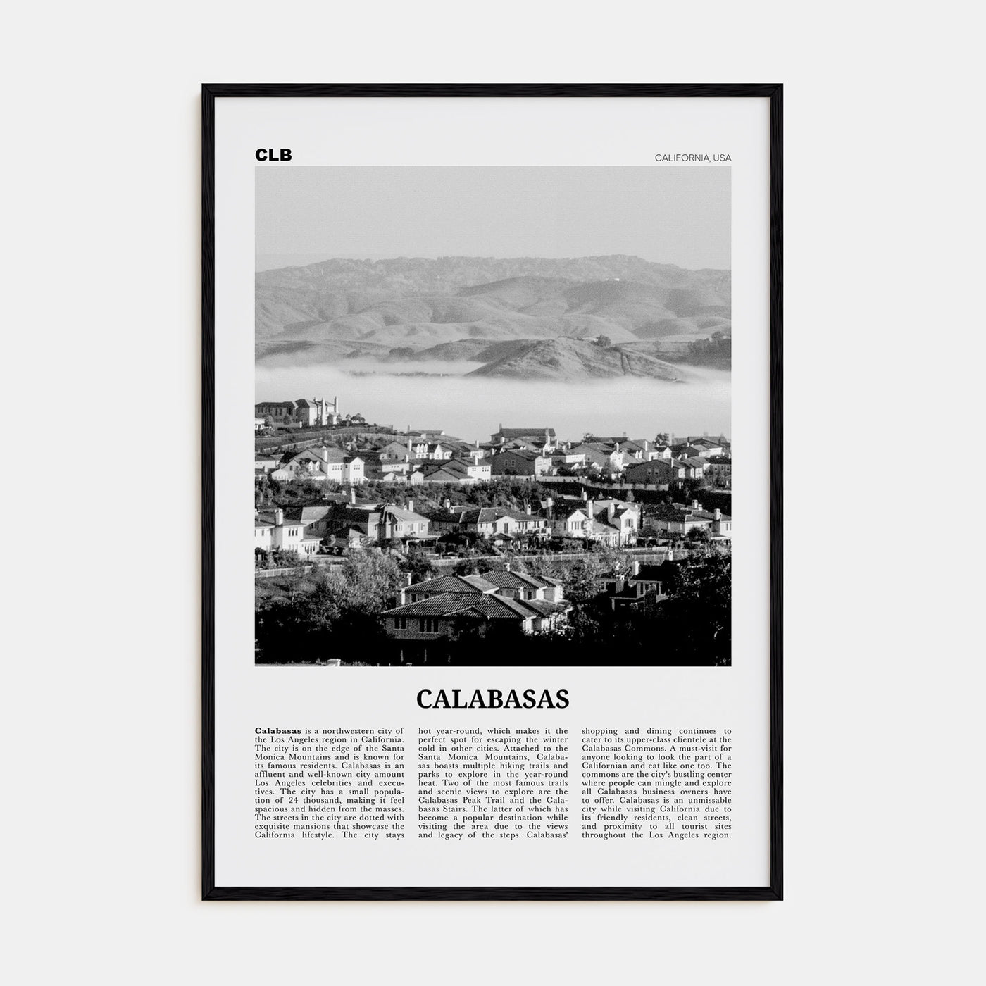 Calabasas Travel B&W Poster