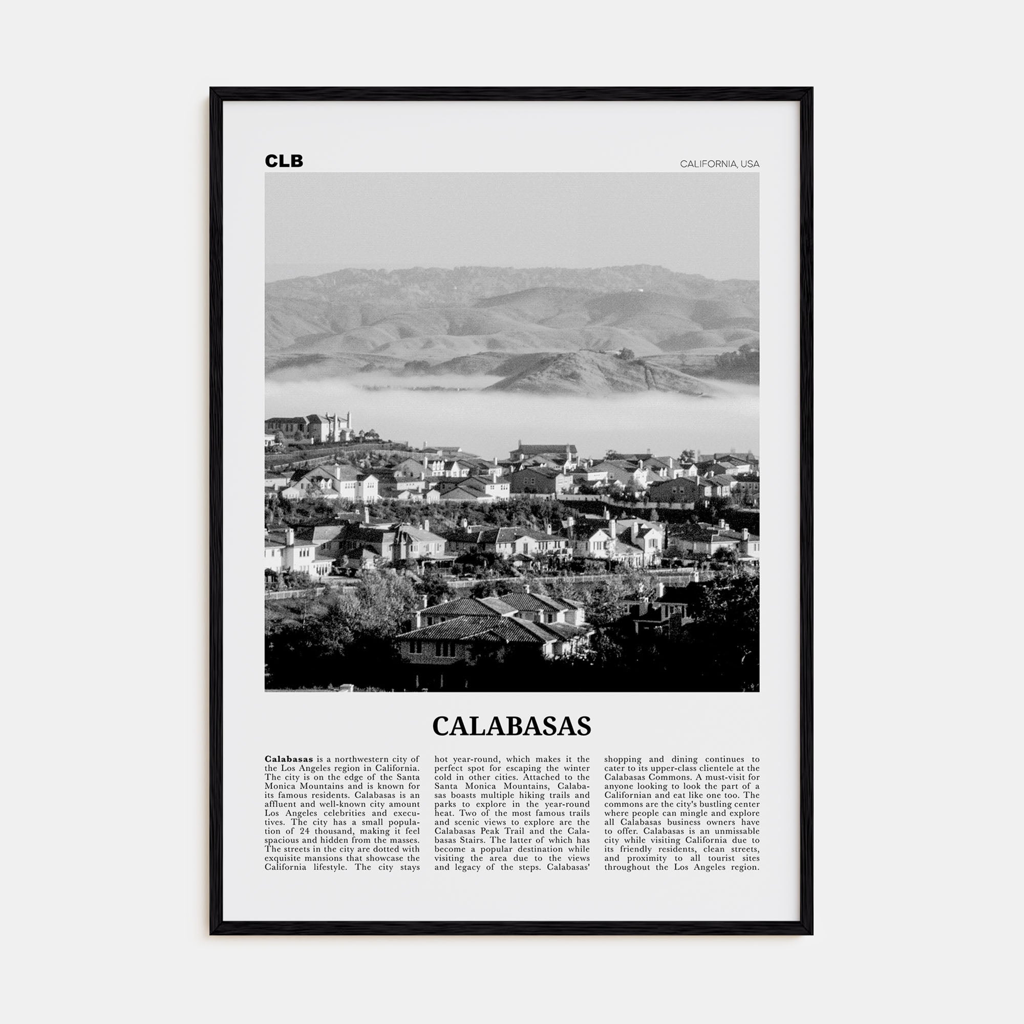Calabasas Travel B&W Poster