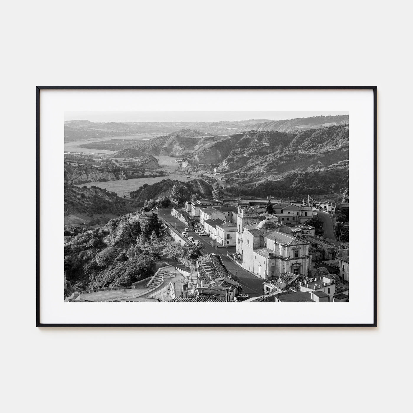 Calabria Landscape B&W Poster