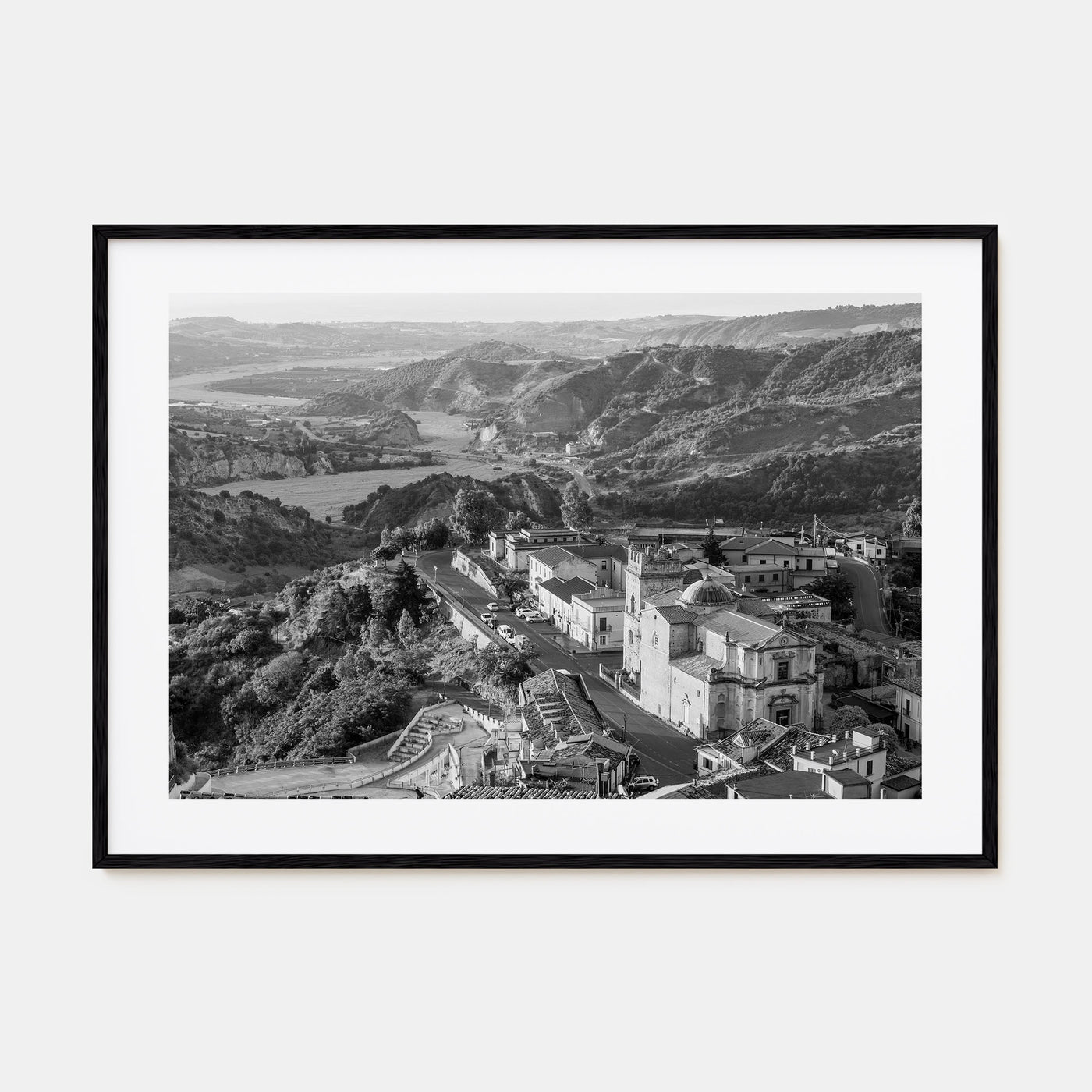 Calabria Landscape B&W Poster