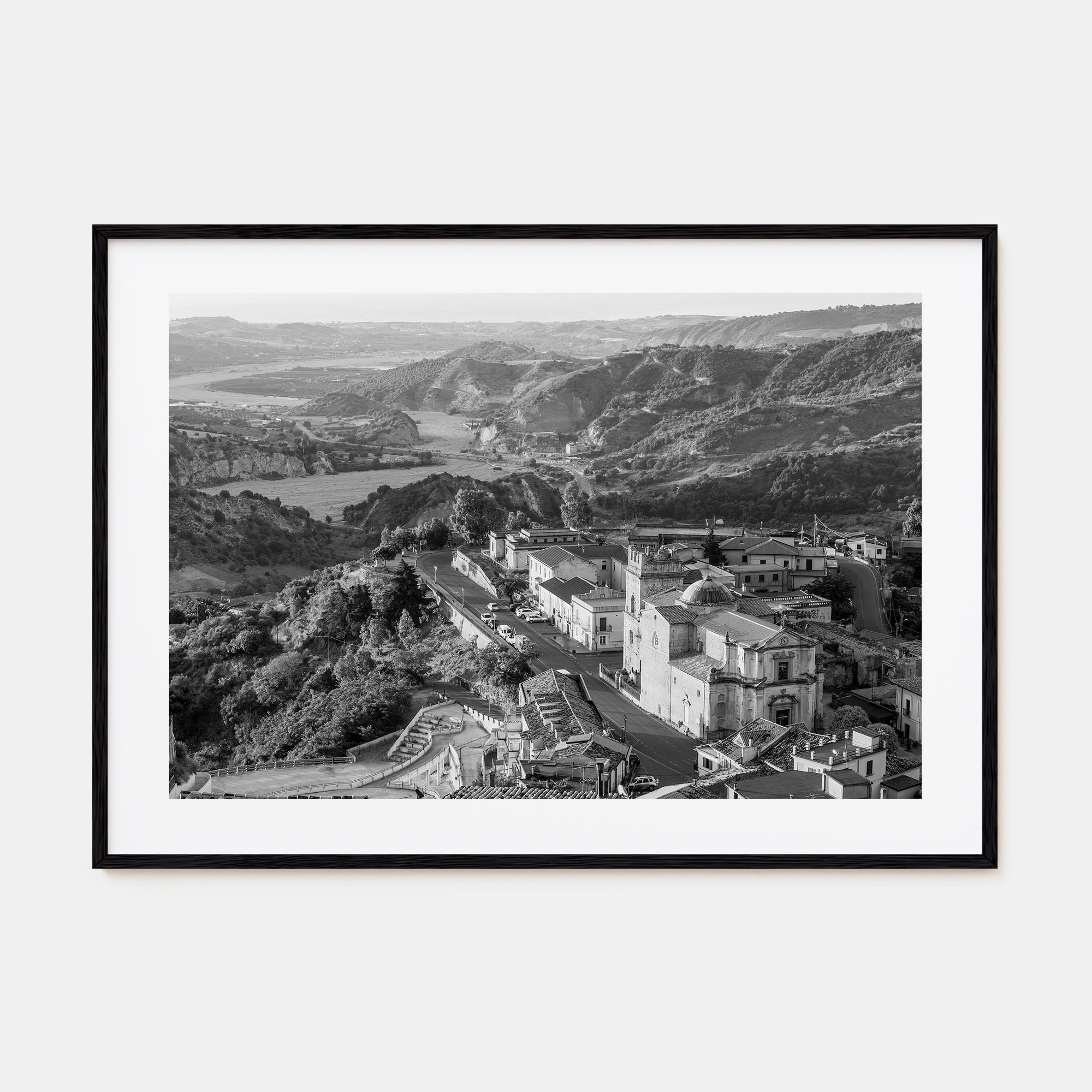 Calabria Landscape B&W Poster