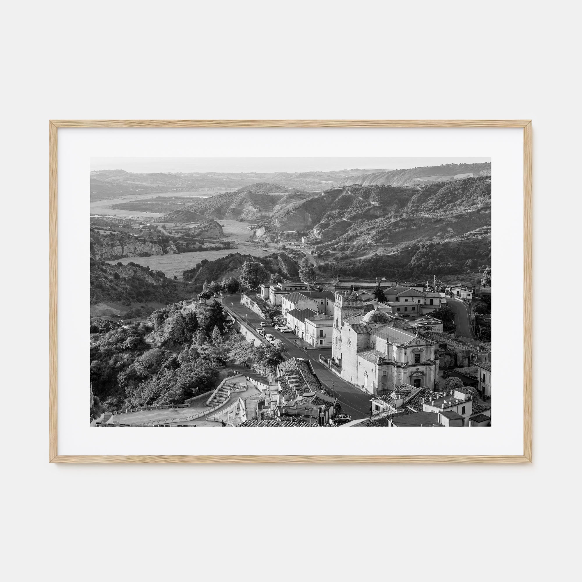 Calabria Landscape B&W Poster