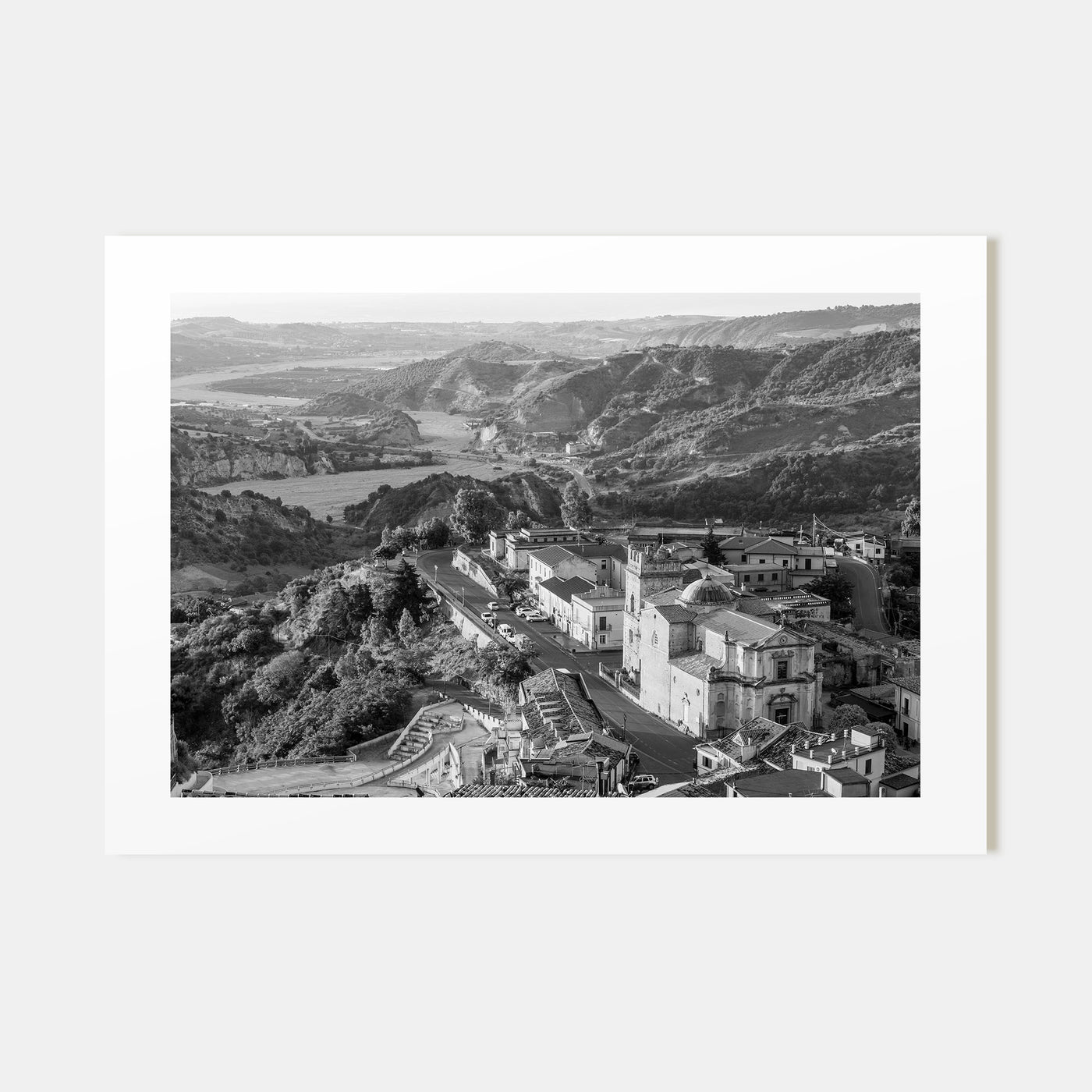 Calabria Landscape B&W Poster