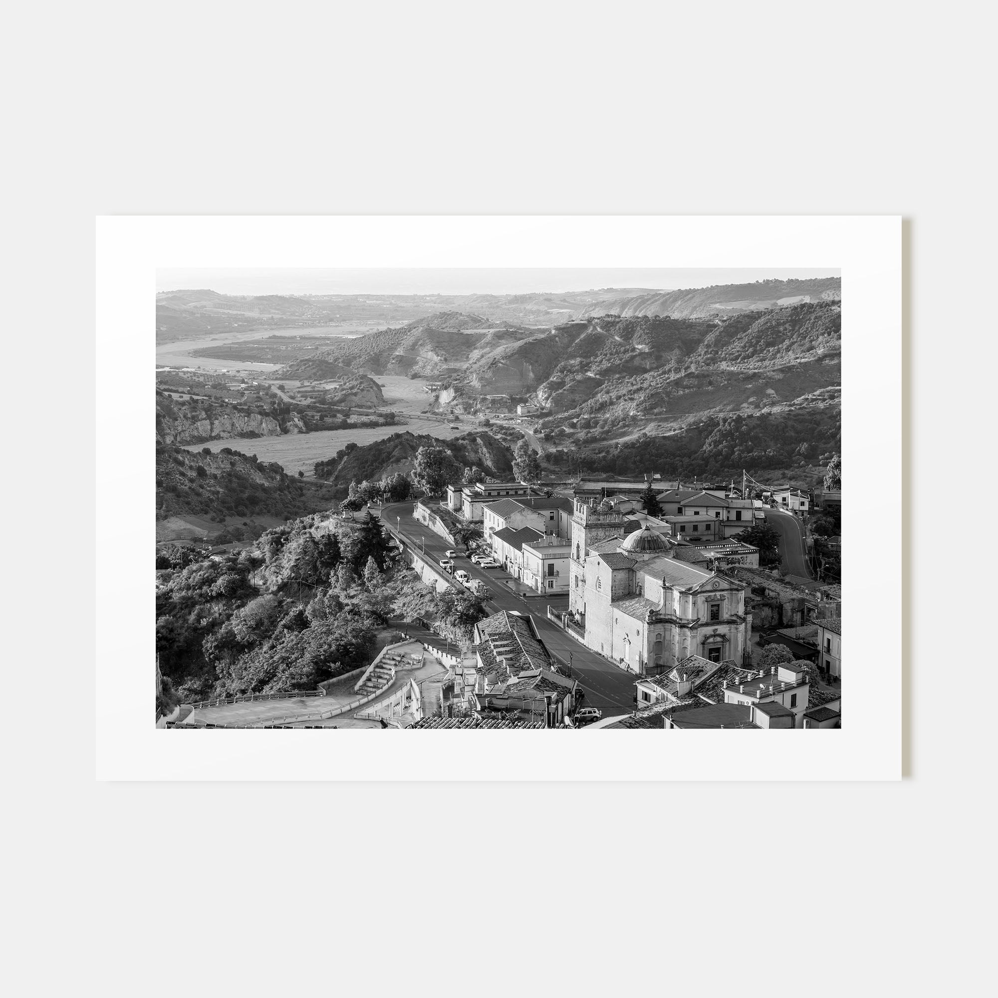 Calabria Landscape B&W Poster