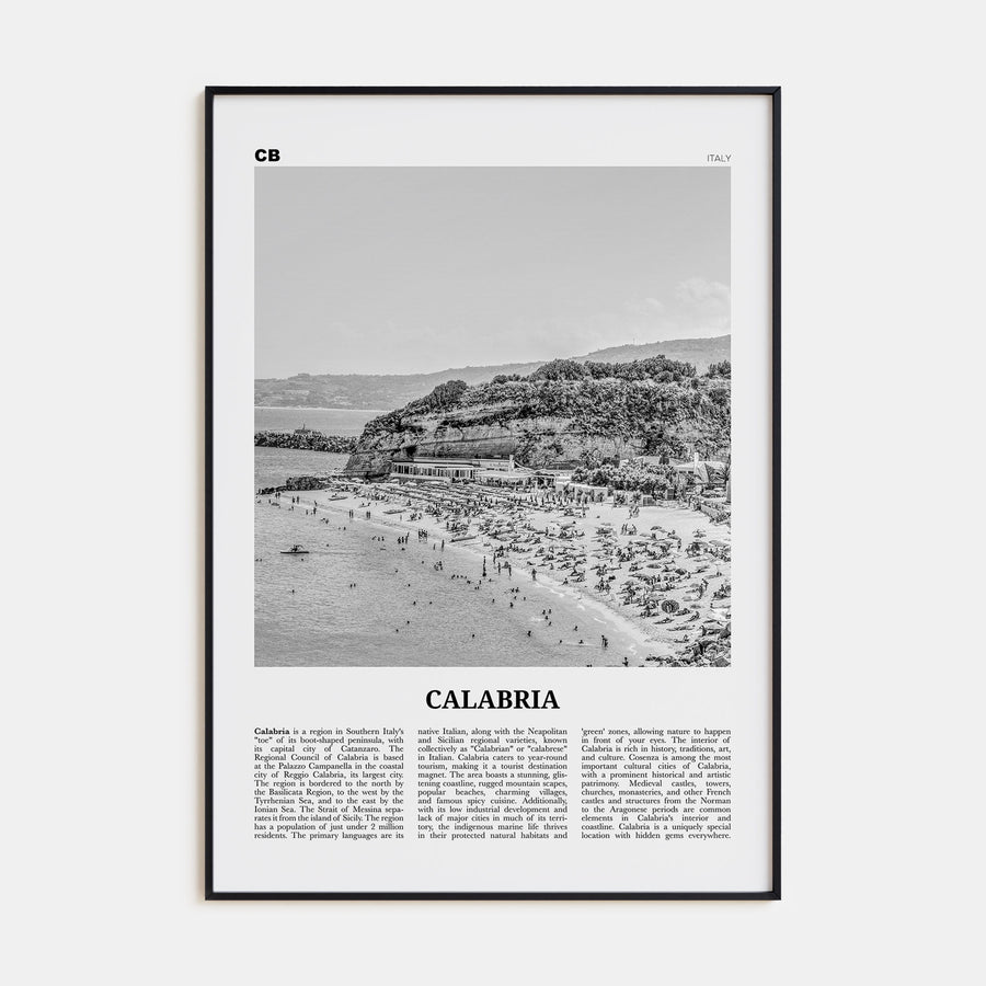 Calabria Travel B&W Poster