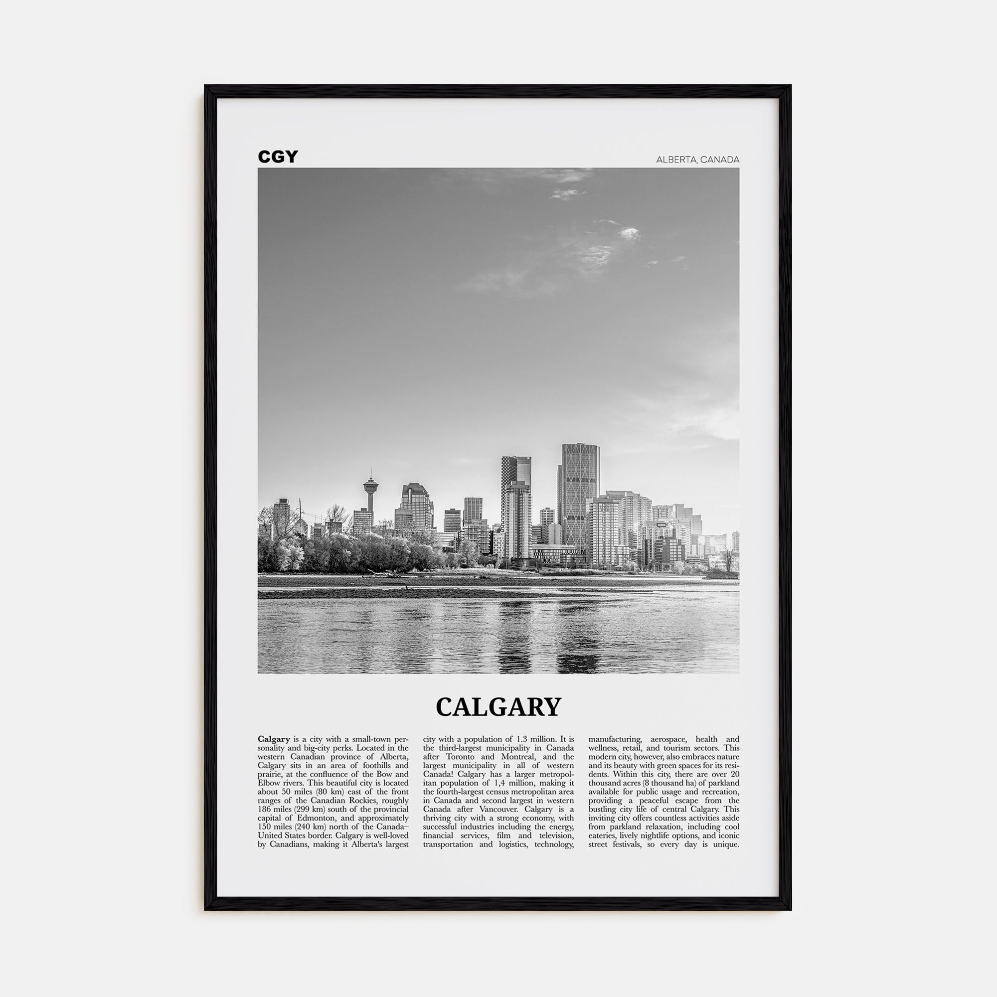 Calgary Travel B&W No 1 Poster