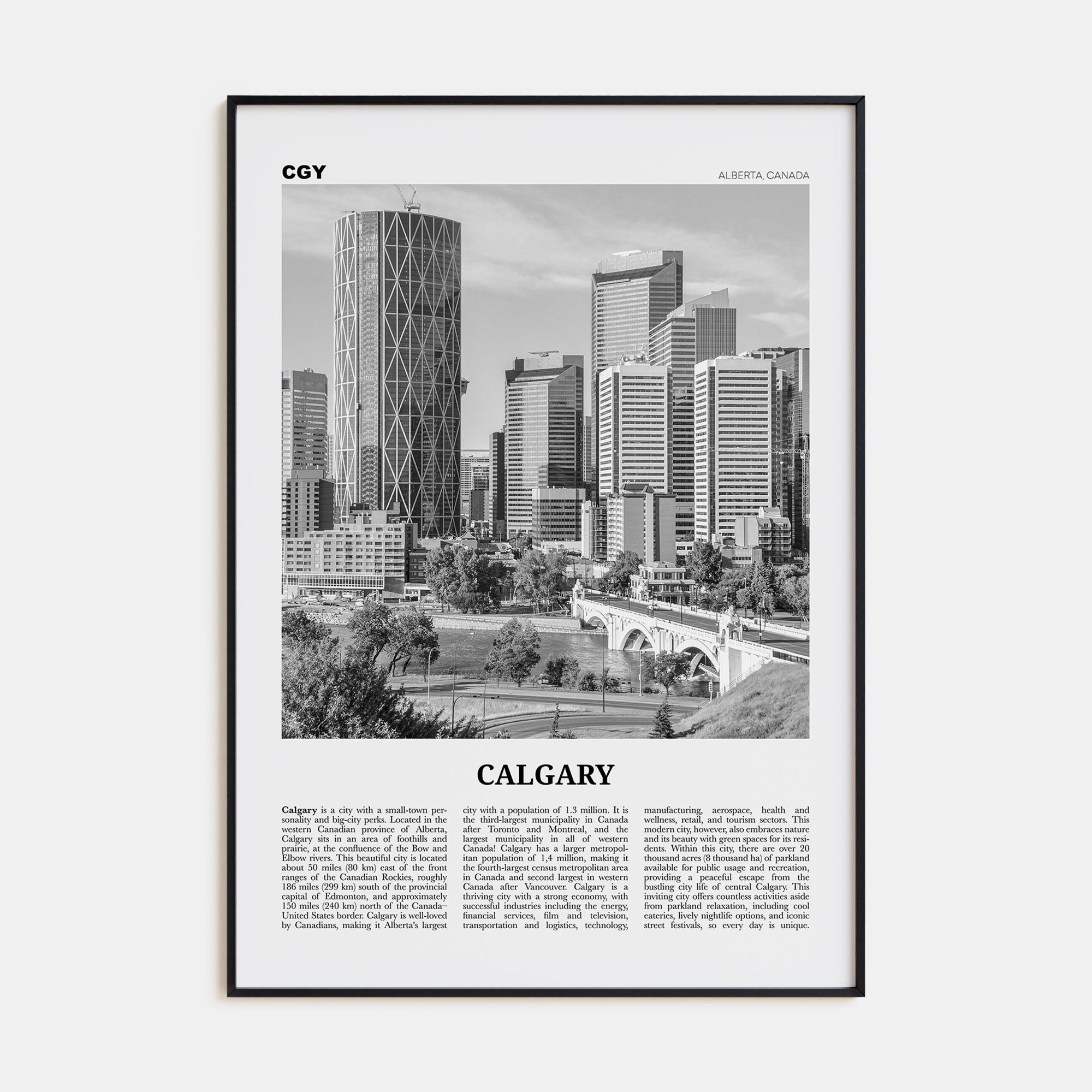 Calgary Travel B&W No 2 Poster