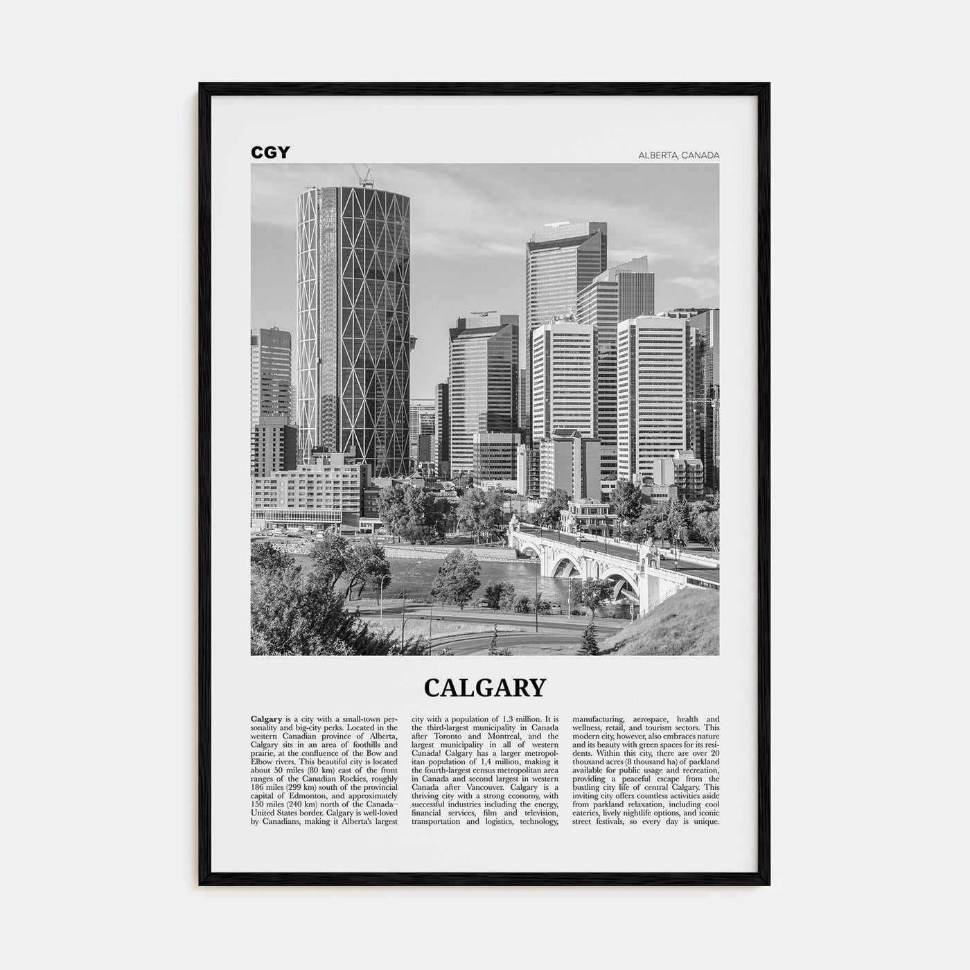 Calgary Travel B&W No 2 Poster
