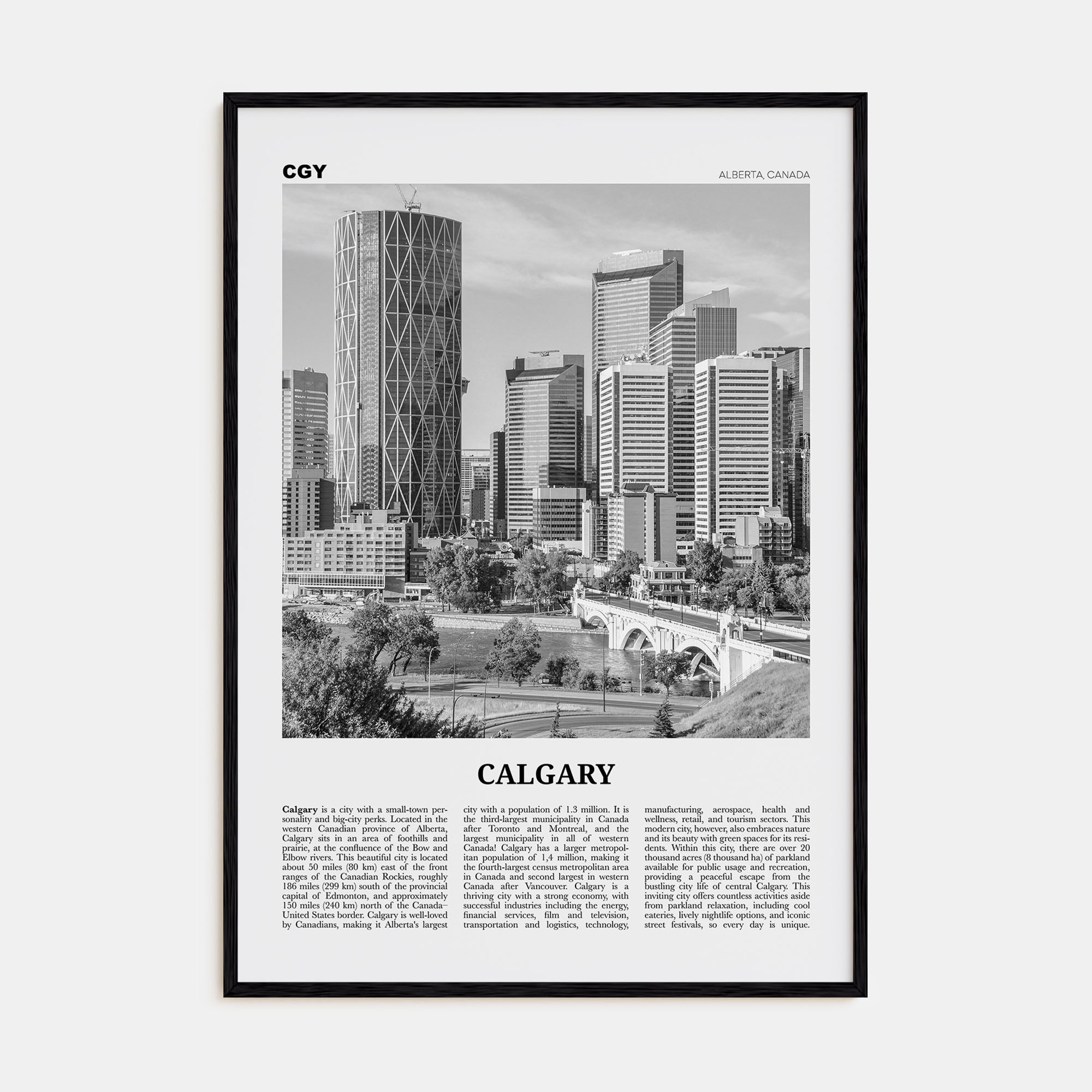 Calgary Travel B&W No 2 Poster
