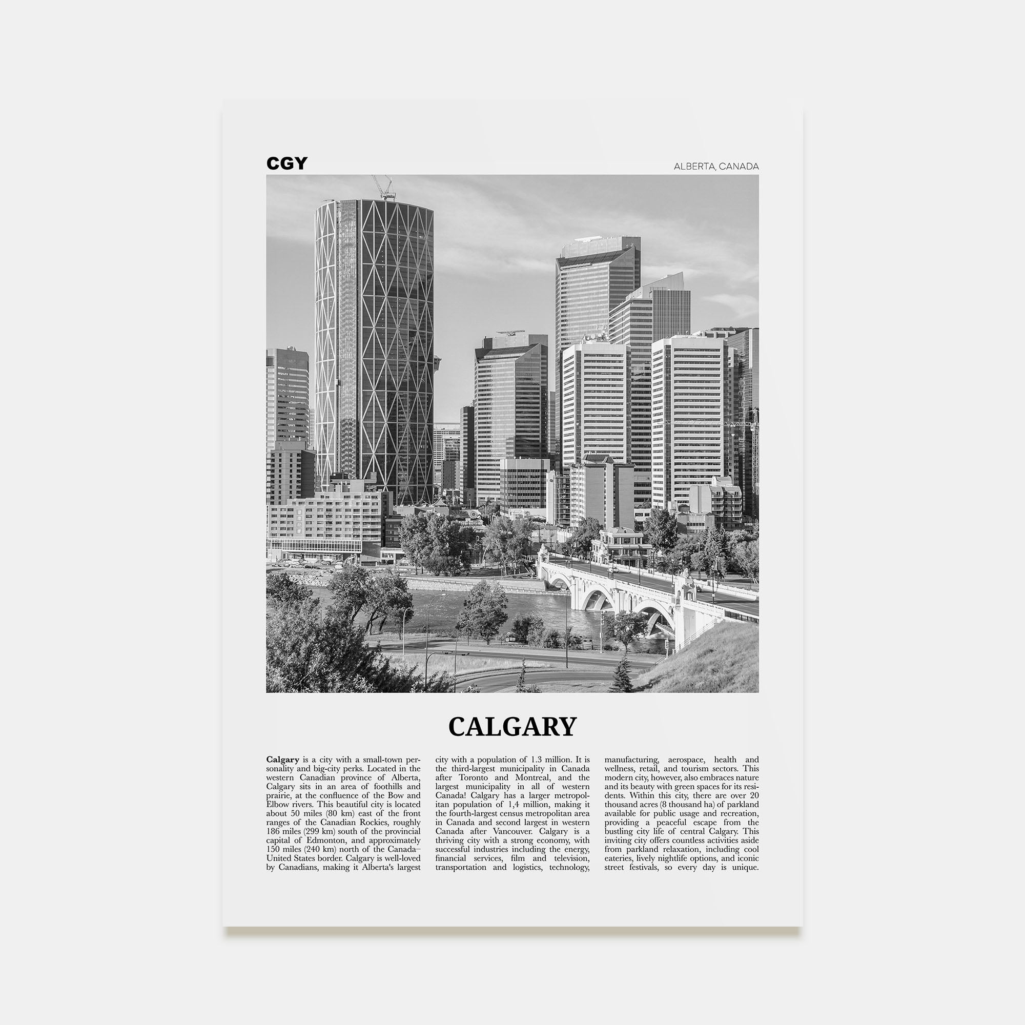 Calgary Travel B&W No 2 Poster