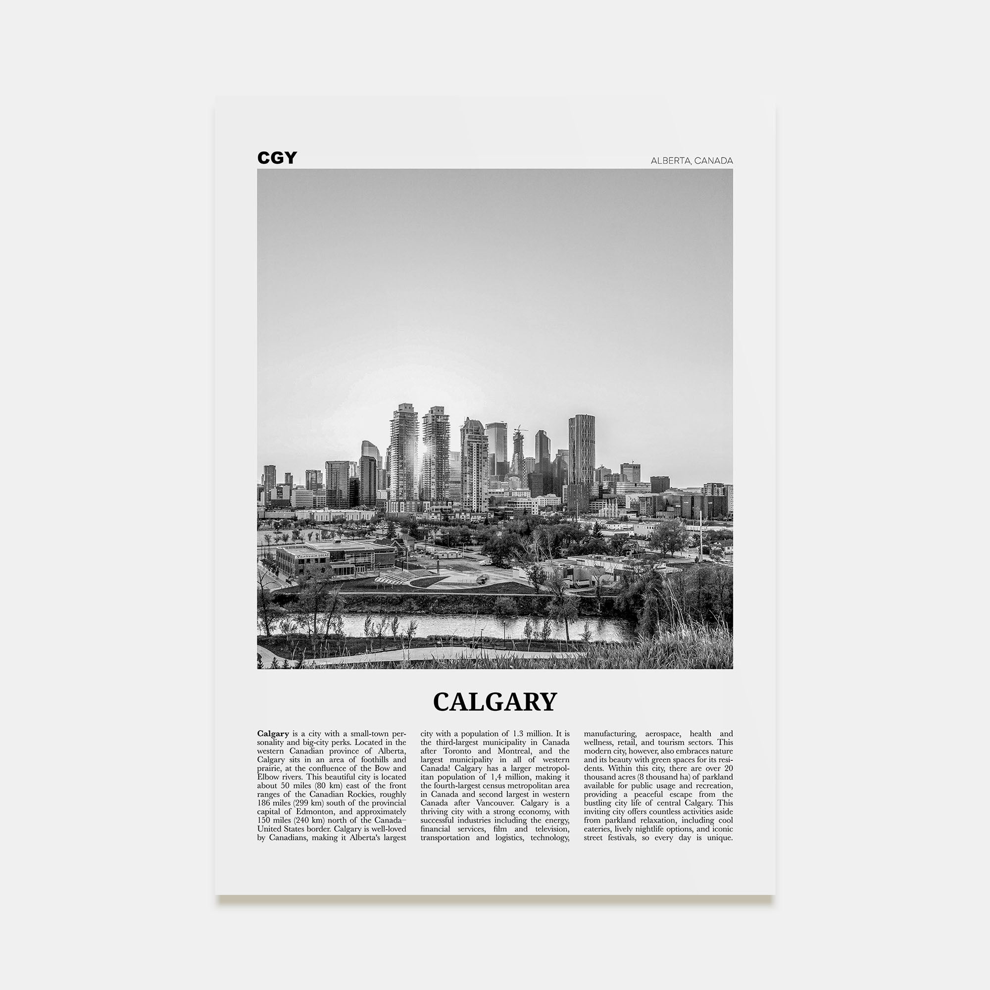 Calgary Travel B&W No 3 Poster