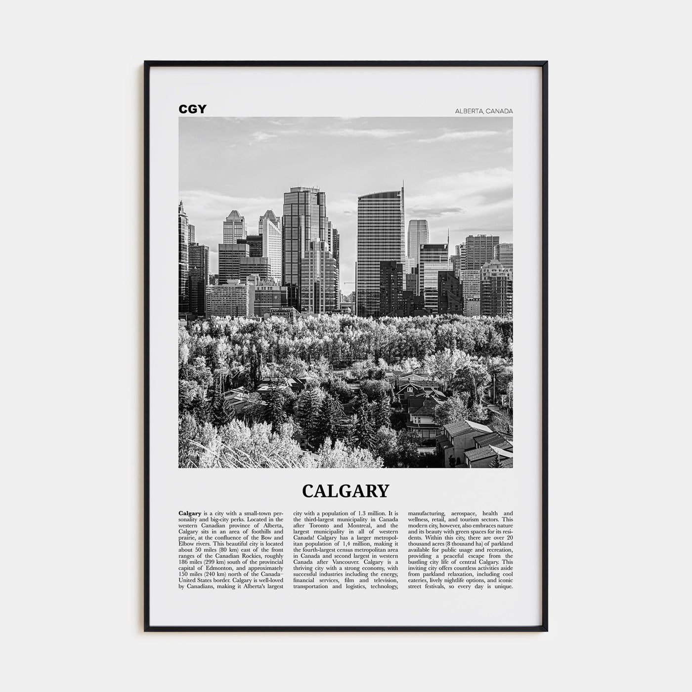 Calgary Travel B&W No 4 Poster