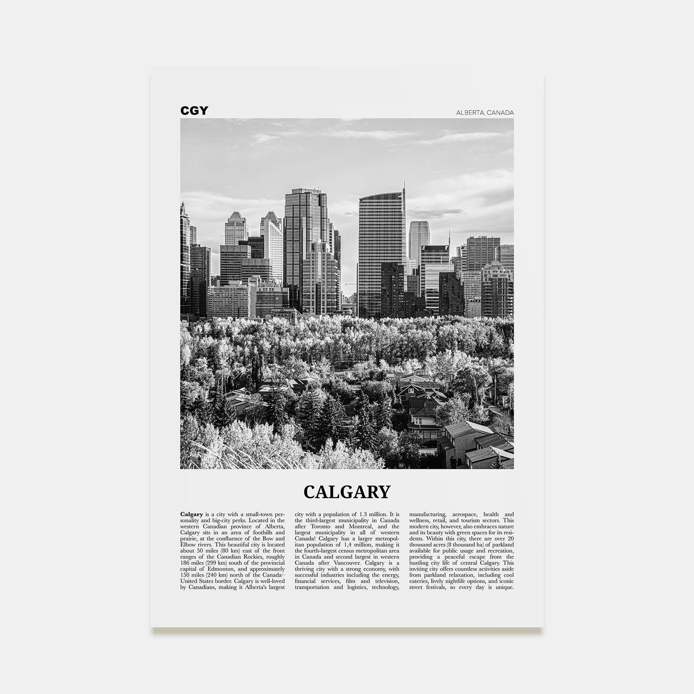 Calgary Travel B&W No 4 Poster