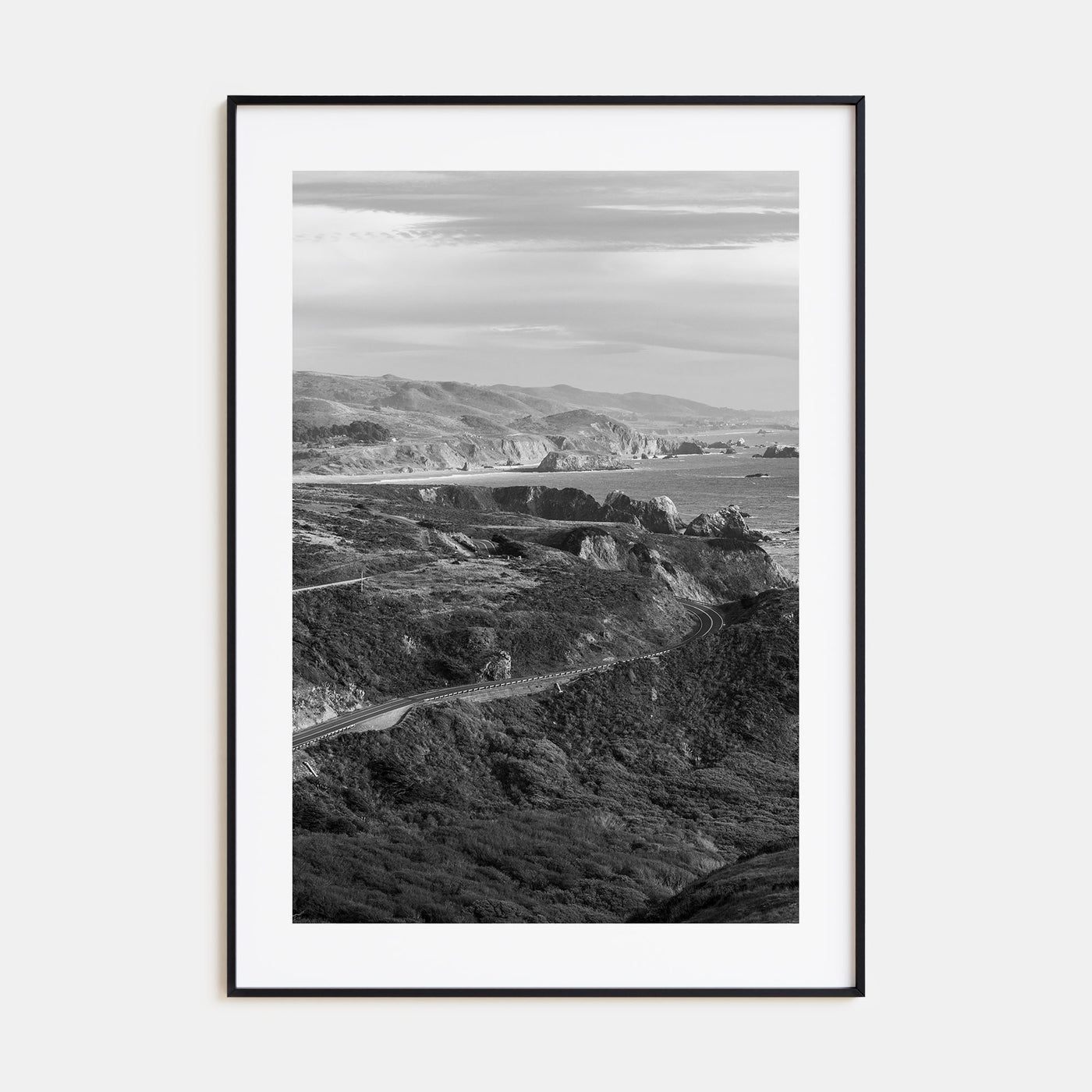 California State Route 1 Photo B&W Poster