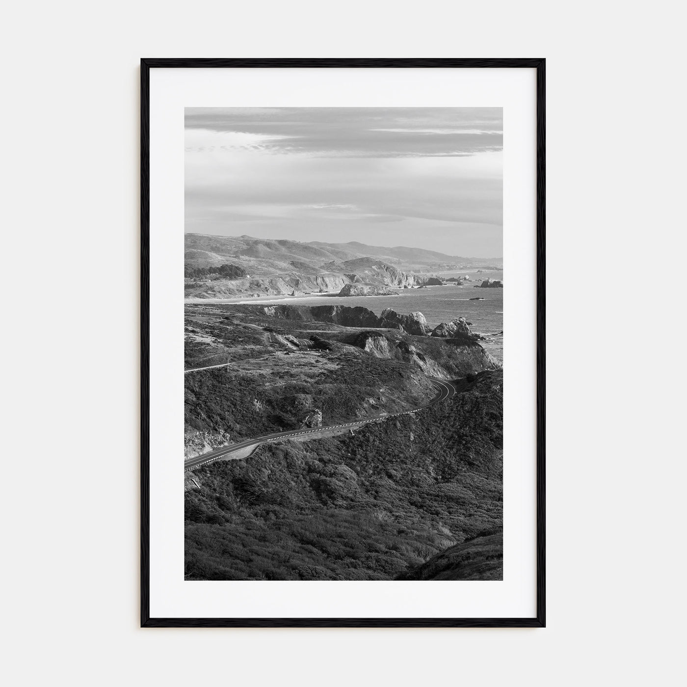 California State Route 1 Photo B&W Poster