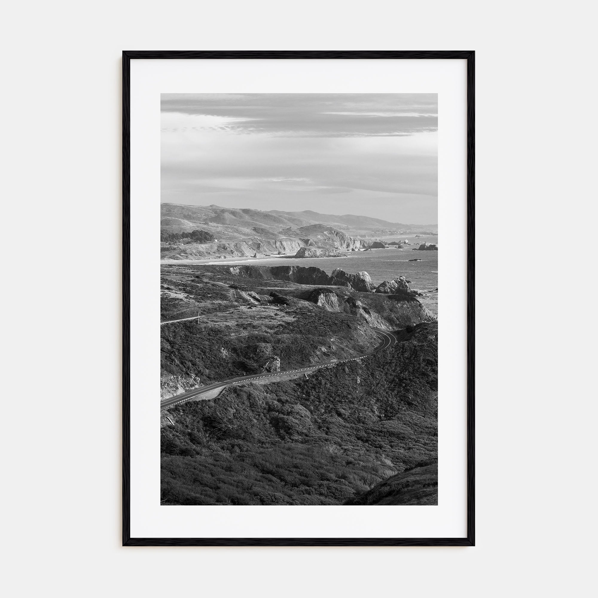California State Route 1 Photo B&W Poster