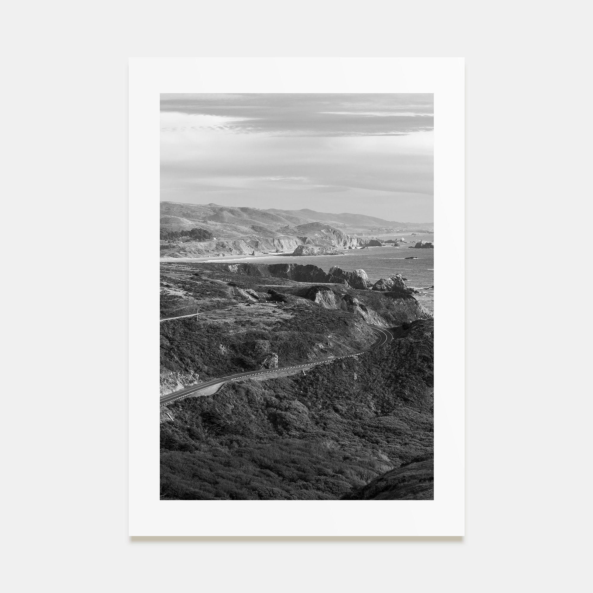 California State Route 1 Photo B&W Poster