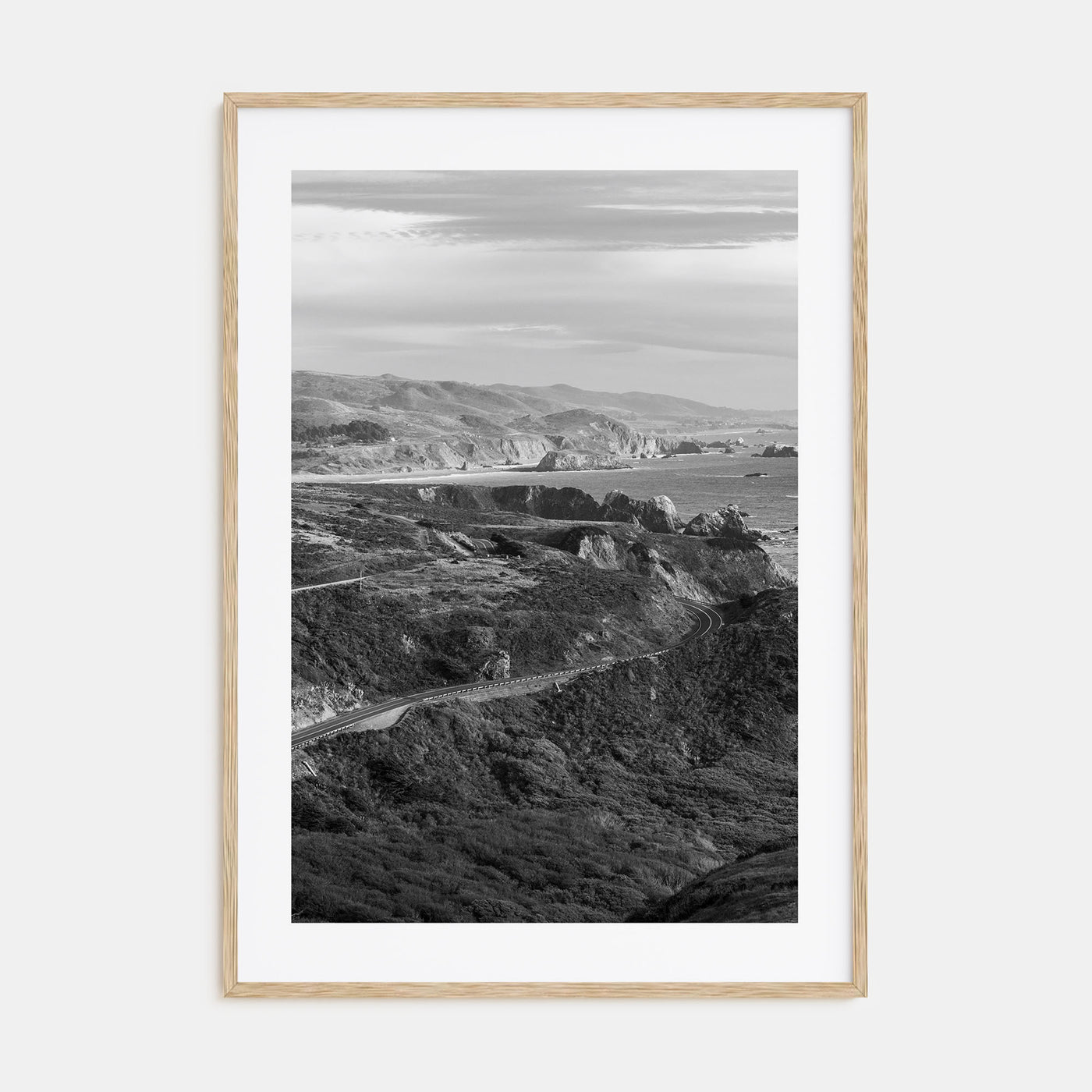 California State Route 1 Photo B&W Poster