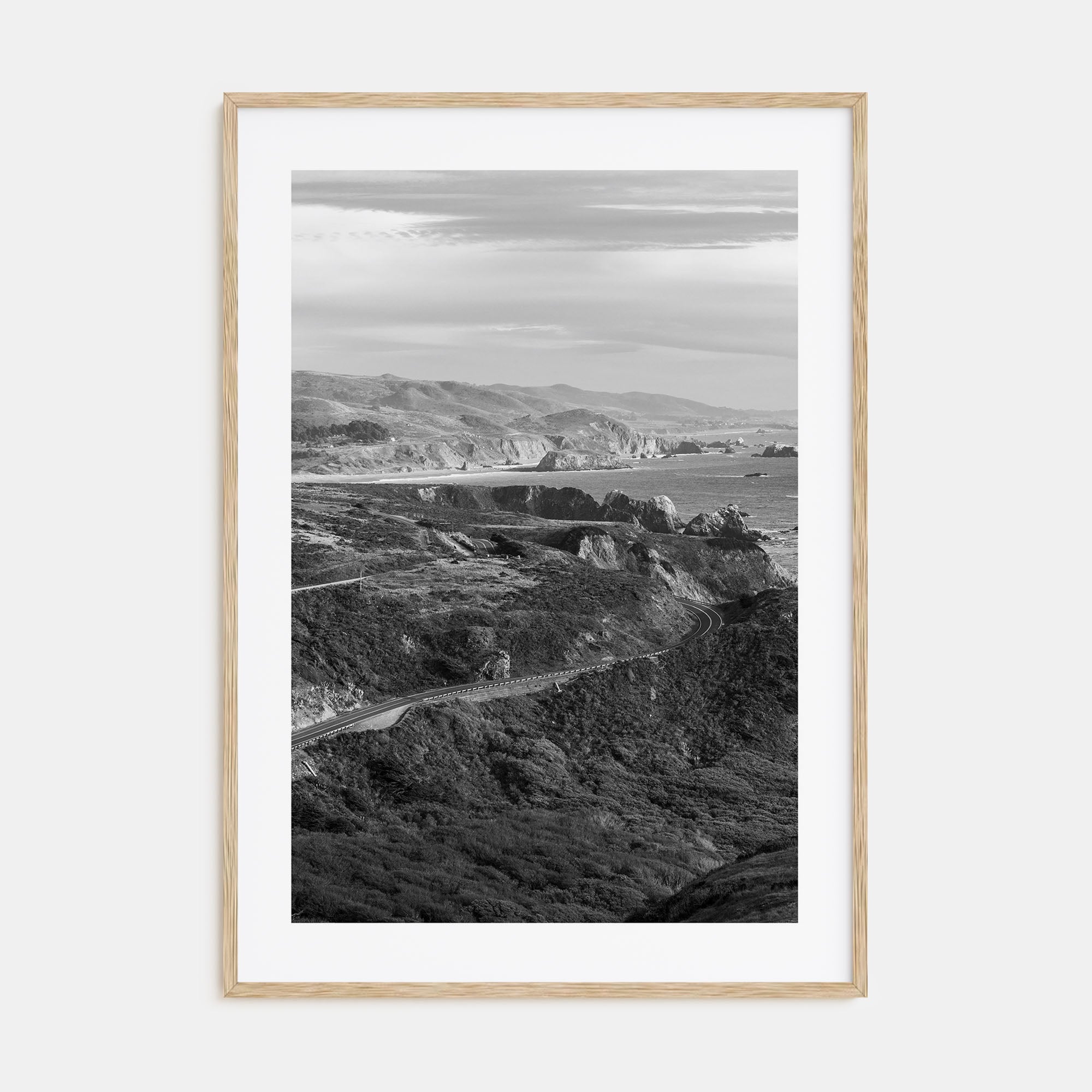 California State Route 1 Photo B&W Poster