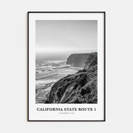 California State Route 1 Portrait B&W Poster