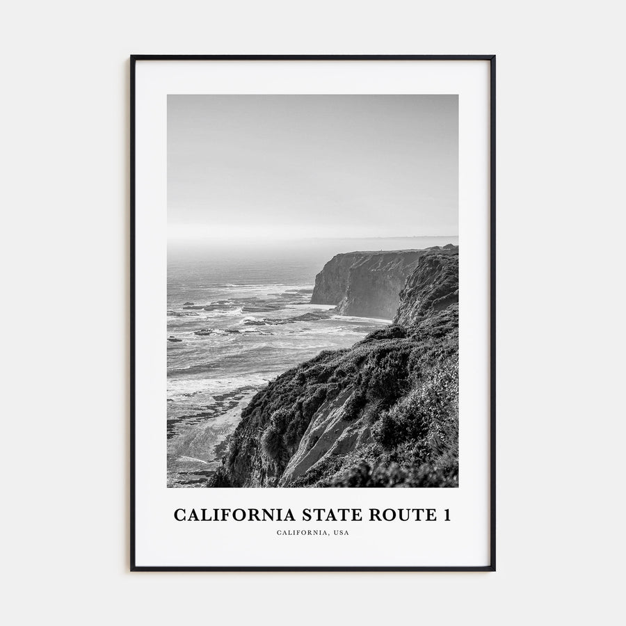 California State Route 1 Portrait B&W Poster