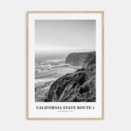 California State Route 1 Portrait B&W Poster