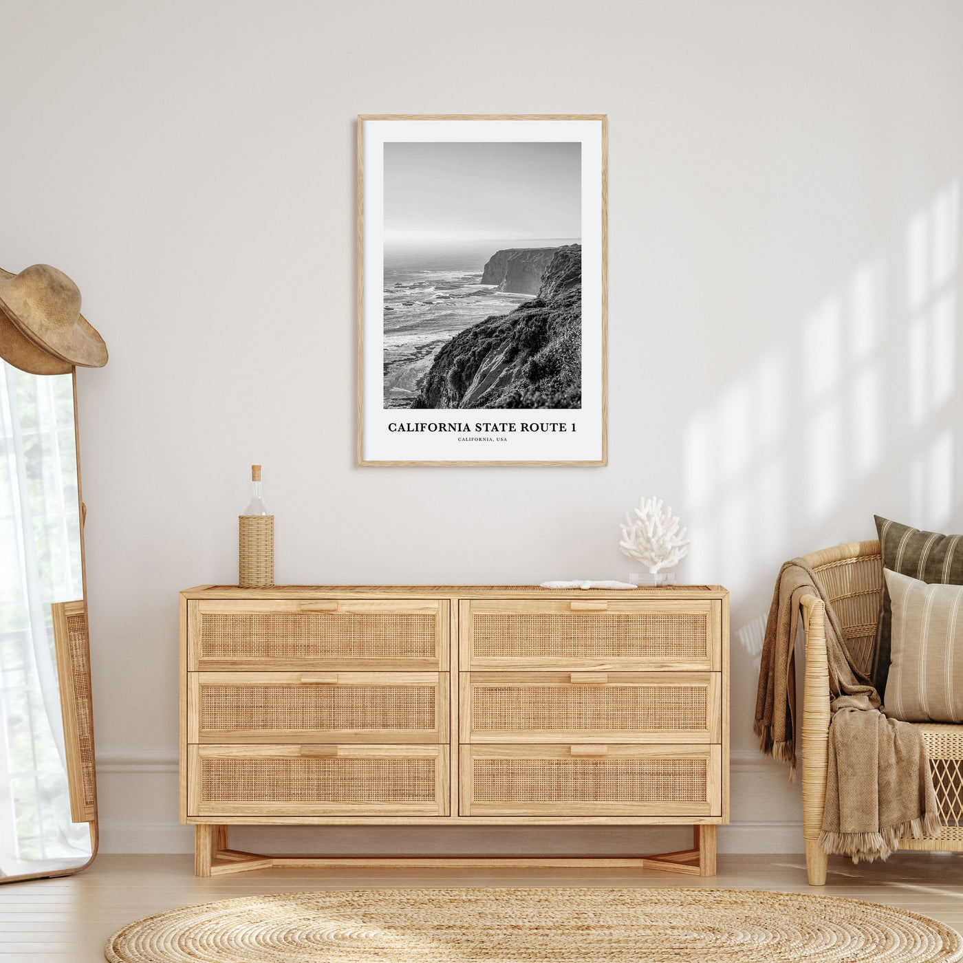 California State Route 1 Portrait B&W Poster