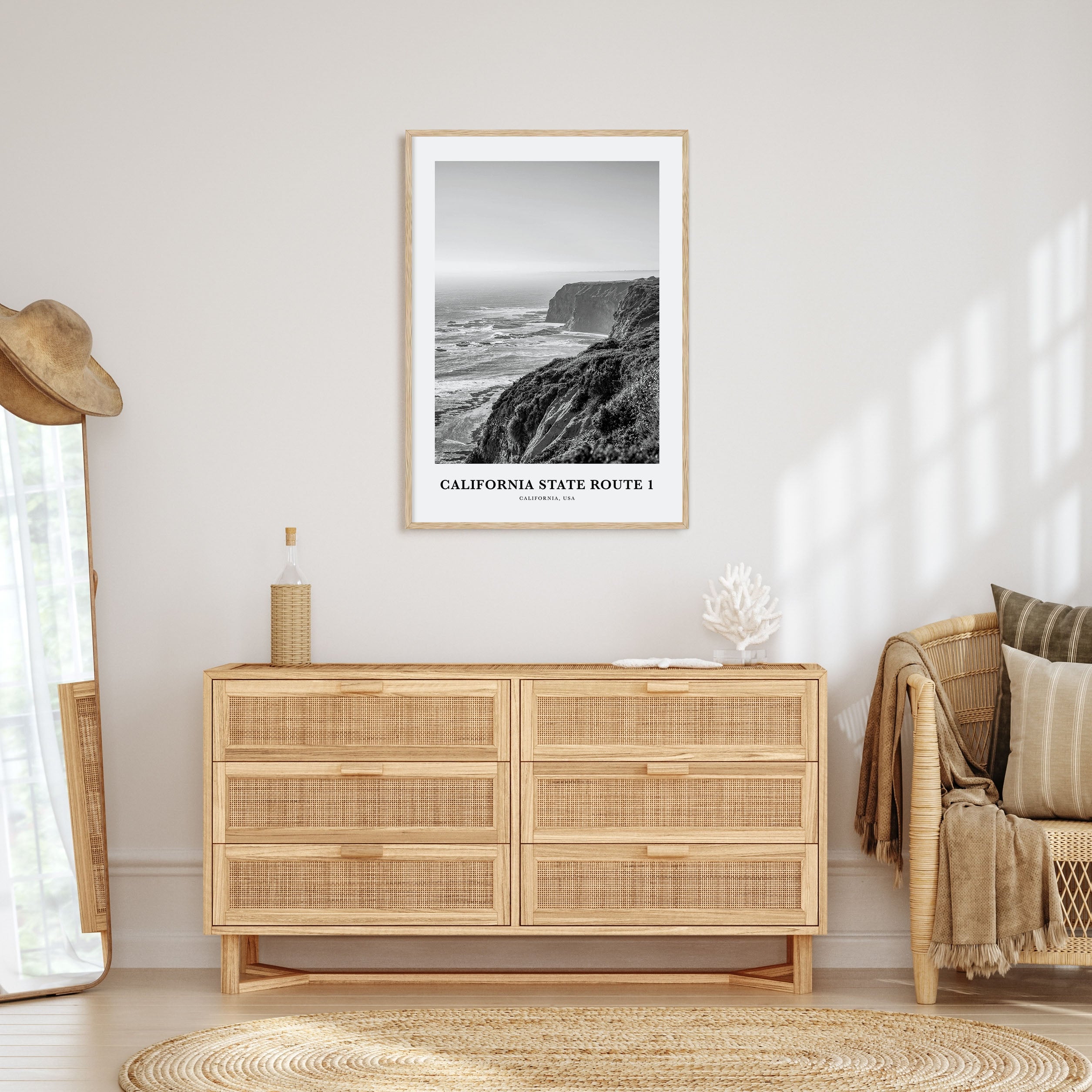 California State Route 1 Portrait B&W Poster