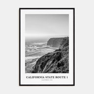 California State Route 1 Portrait B&W Poster