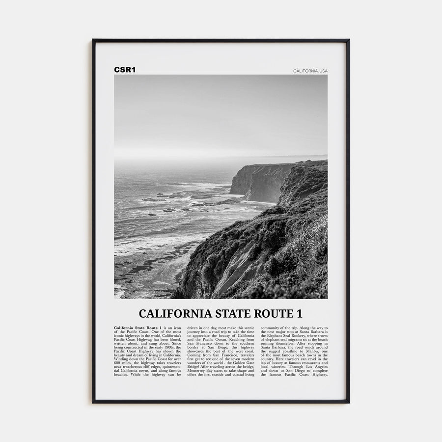 California State Route 1 Travel B&W Poster