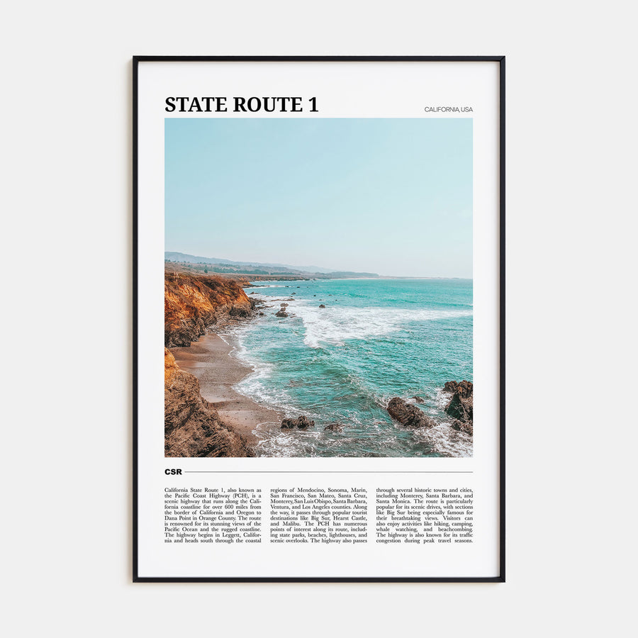 California State Route 1 Travel Color Poster