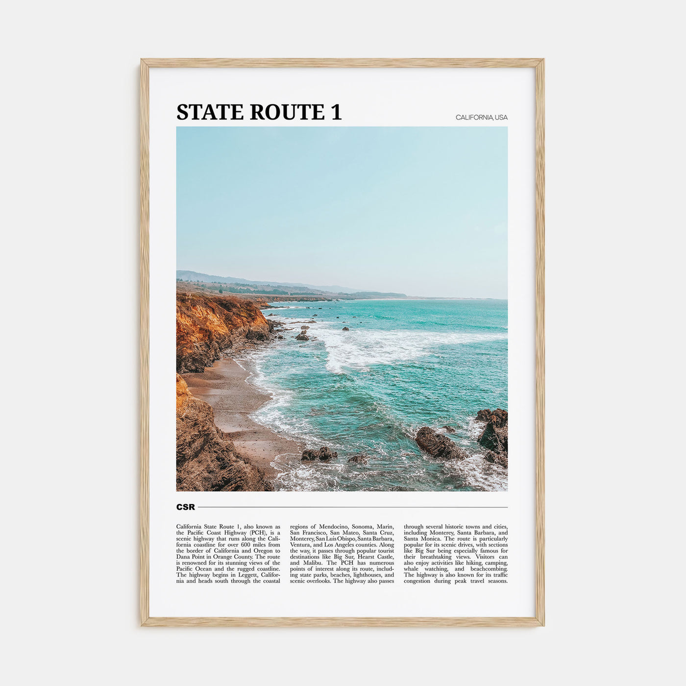 California State Route 1 Travel Color Poster