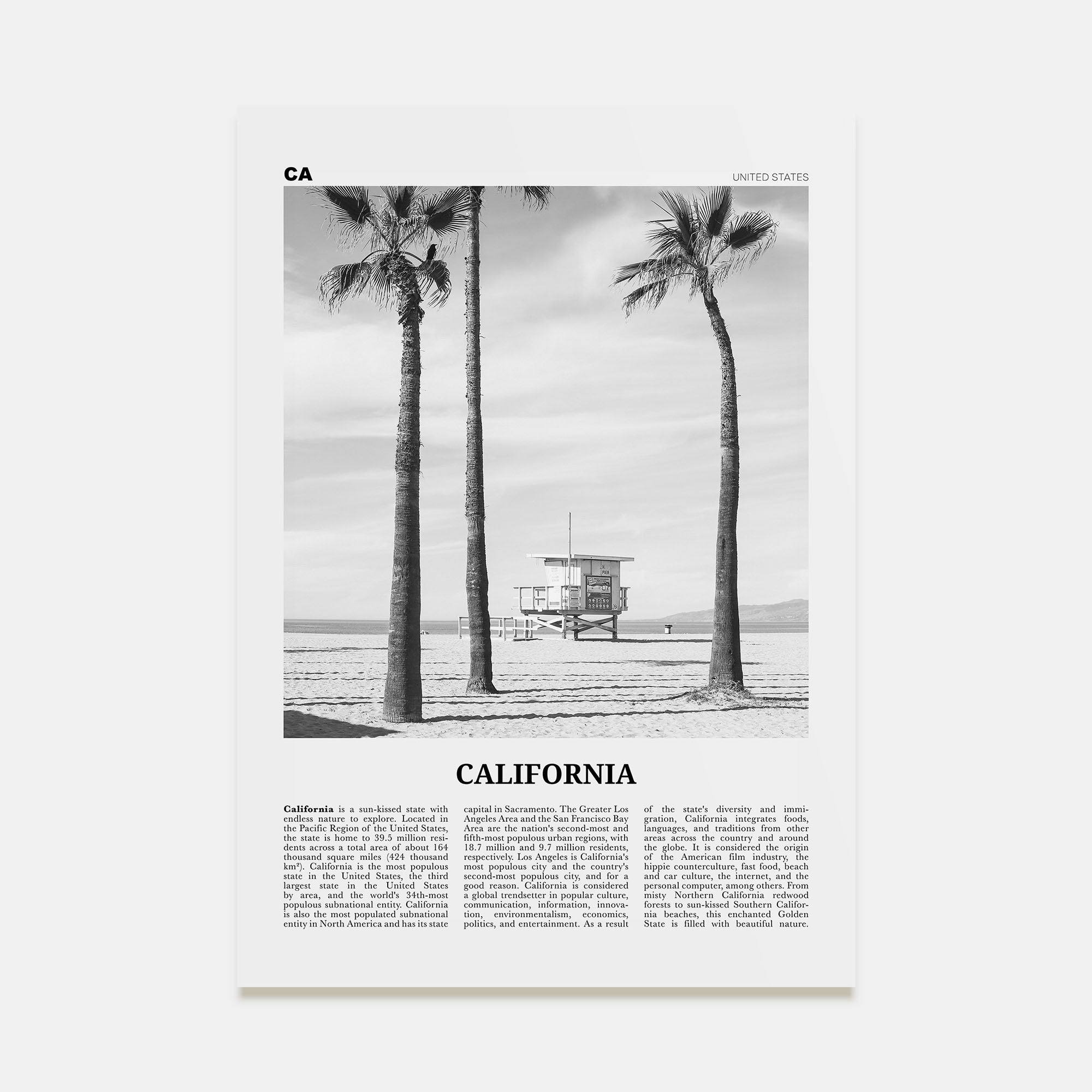 California Travel B&W No 2 Poster