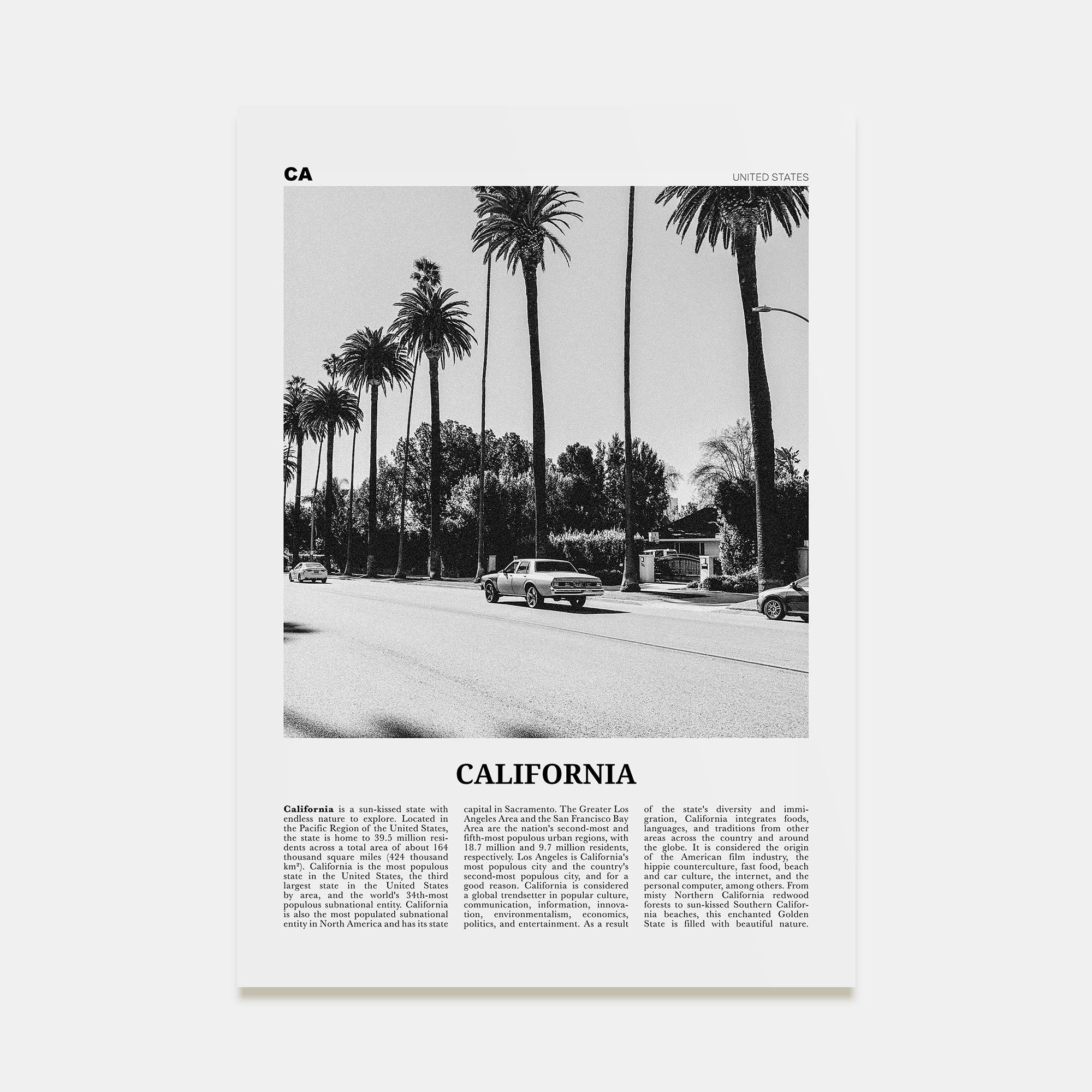 California Travel B&W No 6 Poster